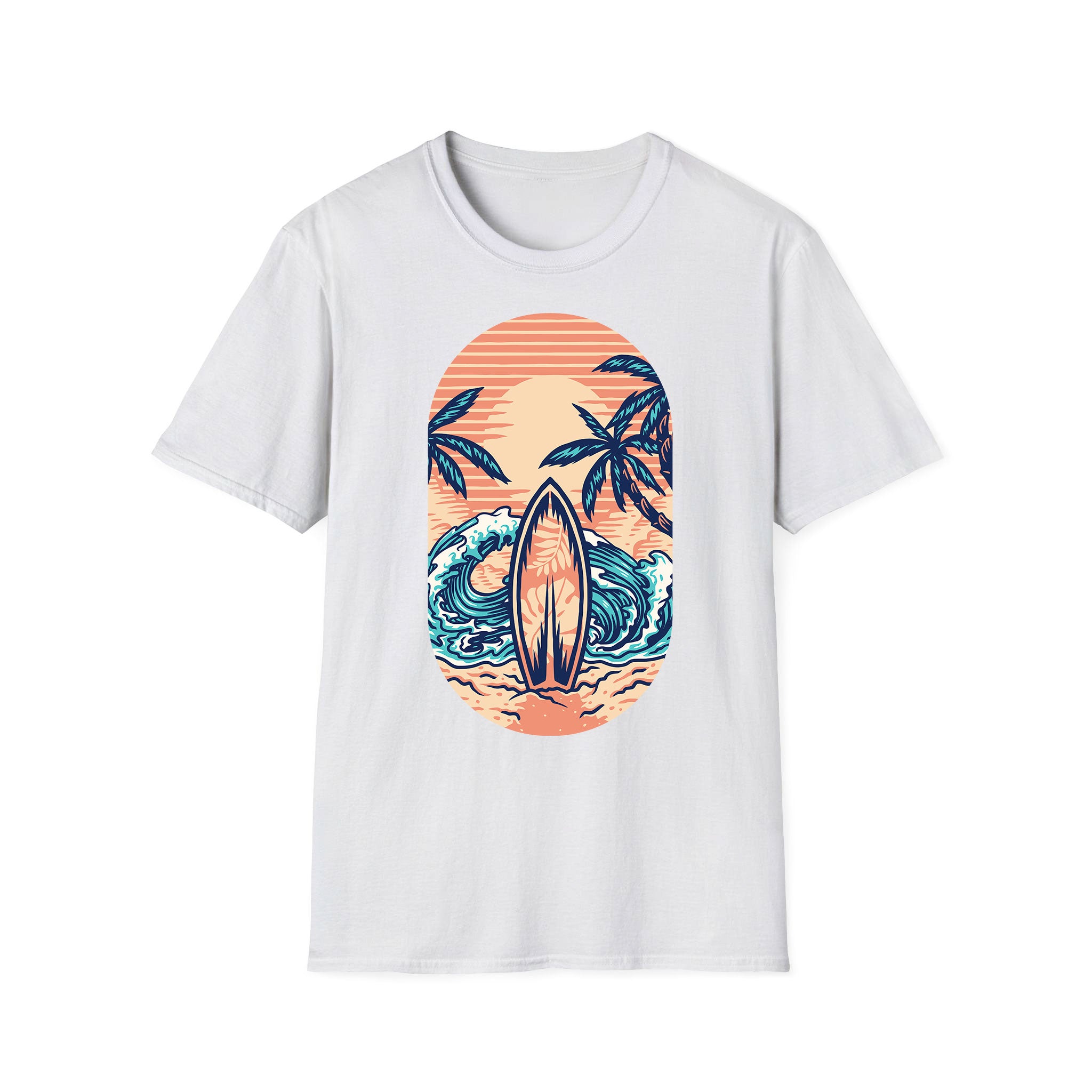 Áo thun unisex mùa hè Hawaii Surf Board