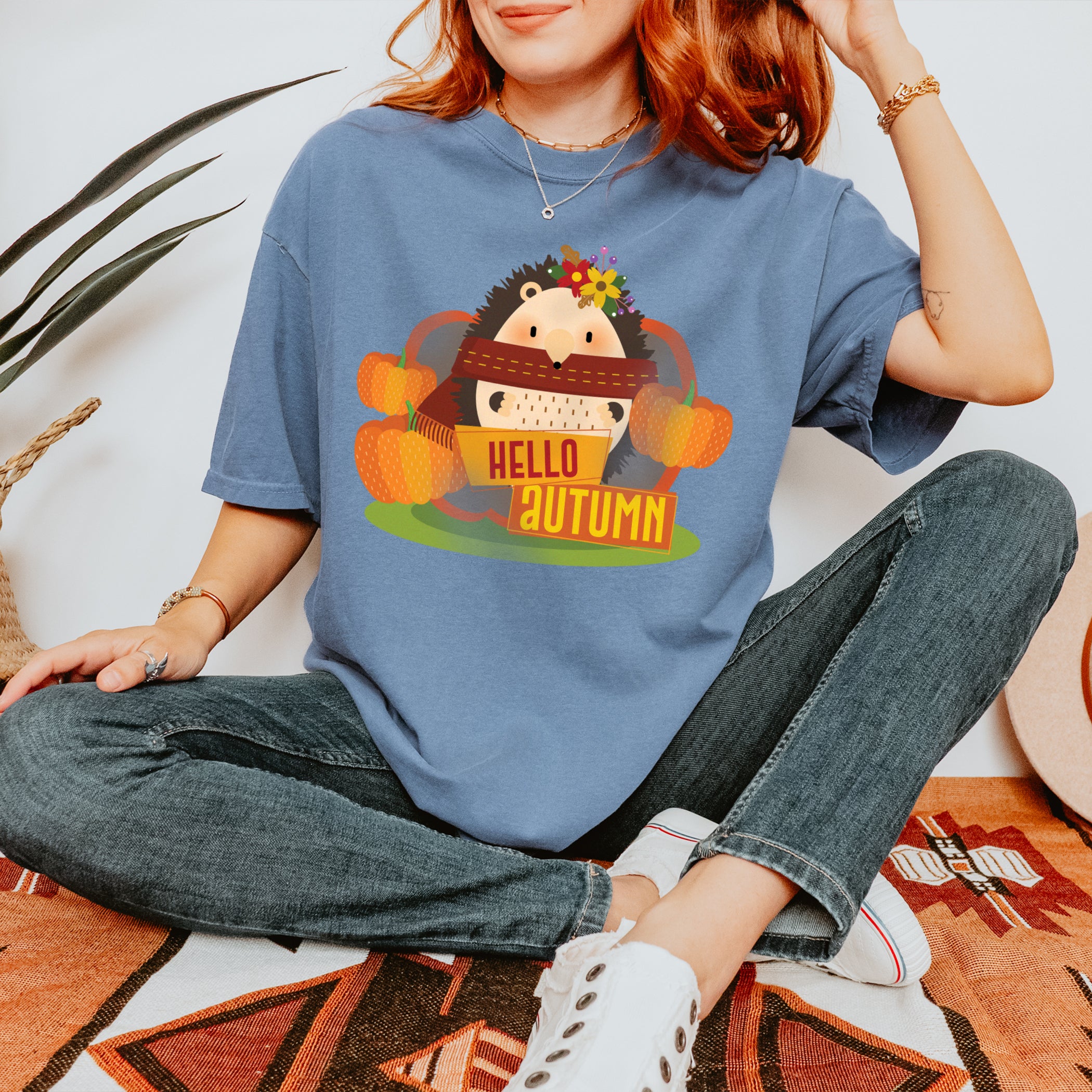 Autumn T-shirt Hedgehog in Pumpkin