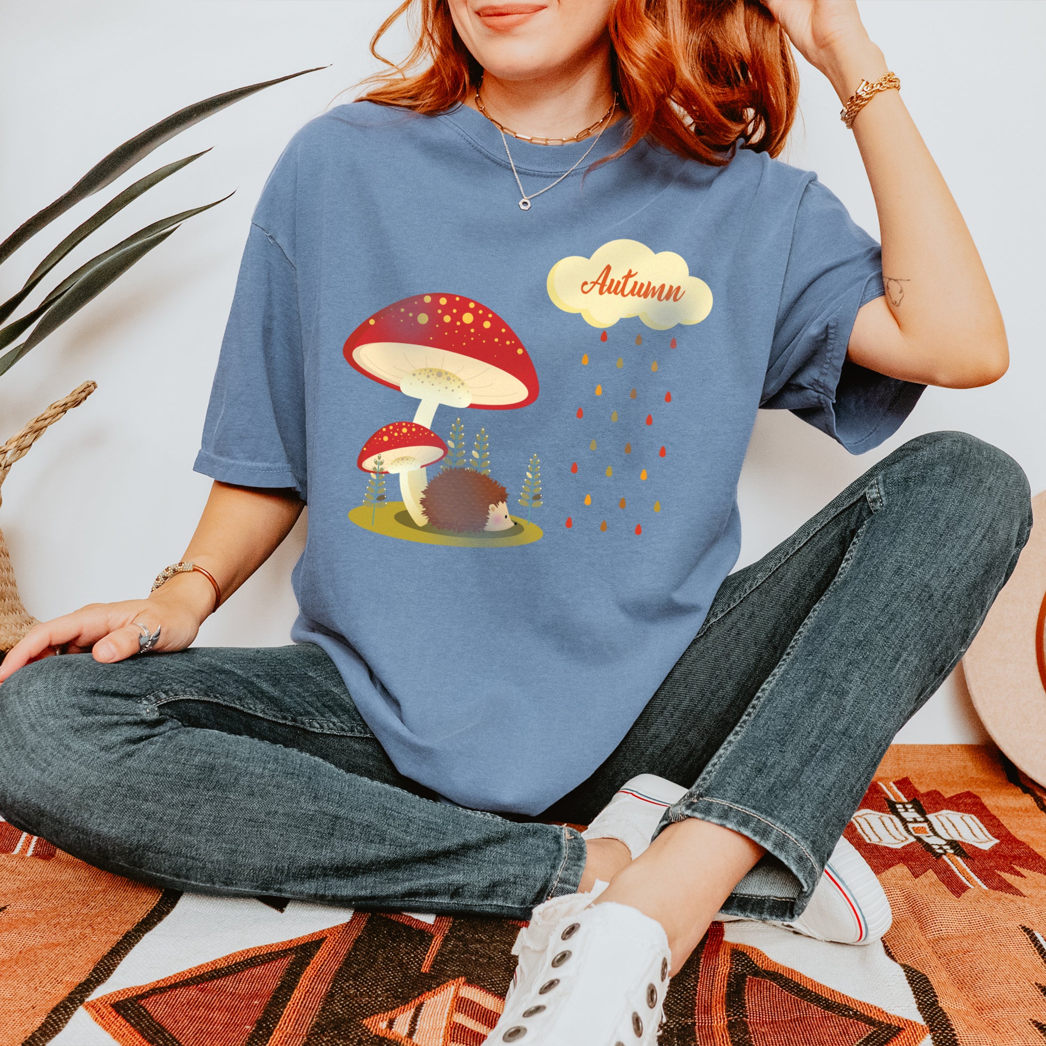 Autumn T-shirt Hedgehog under Mushroom