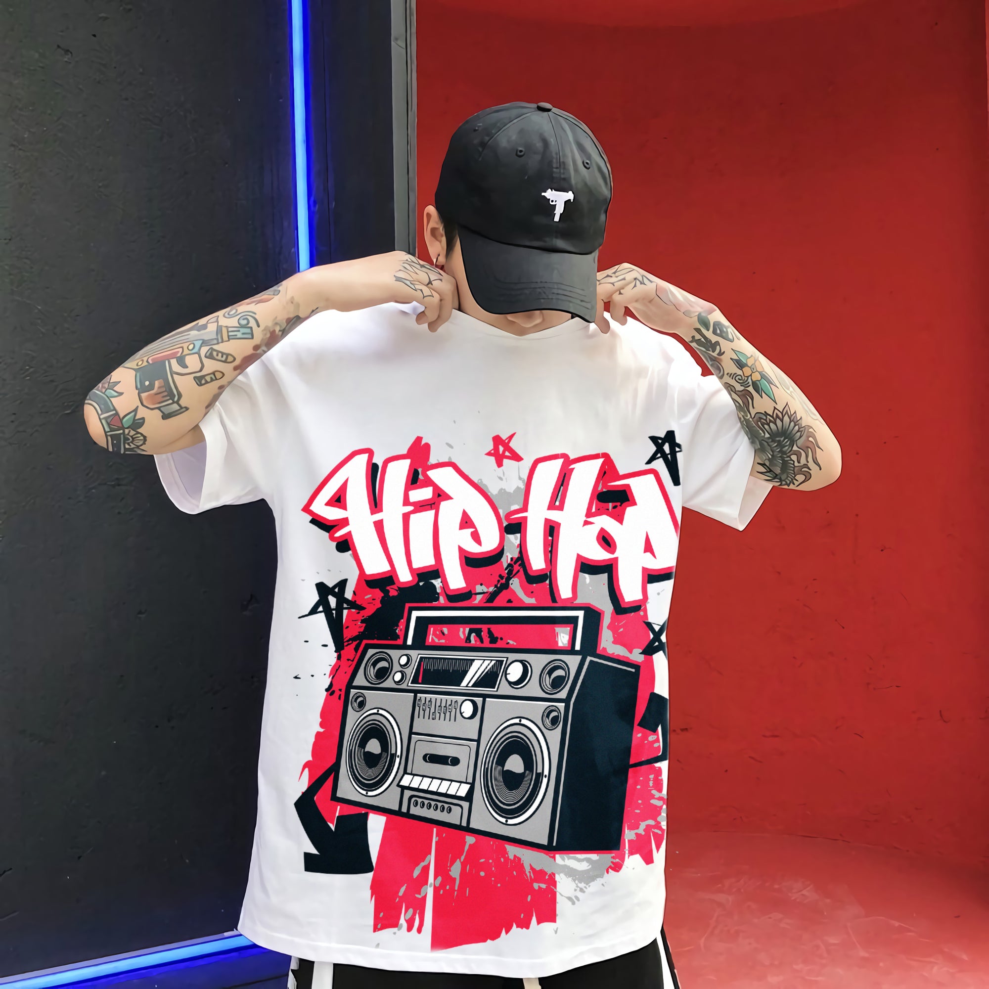 T-shirt graphique oversize Hiphop Graffity