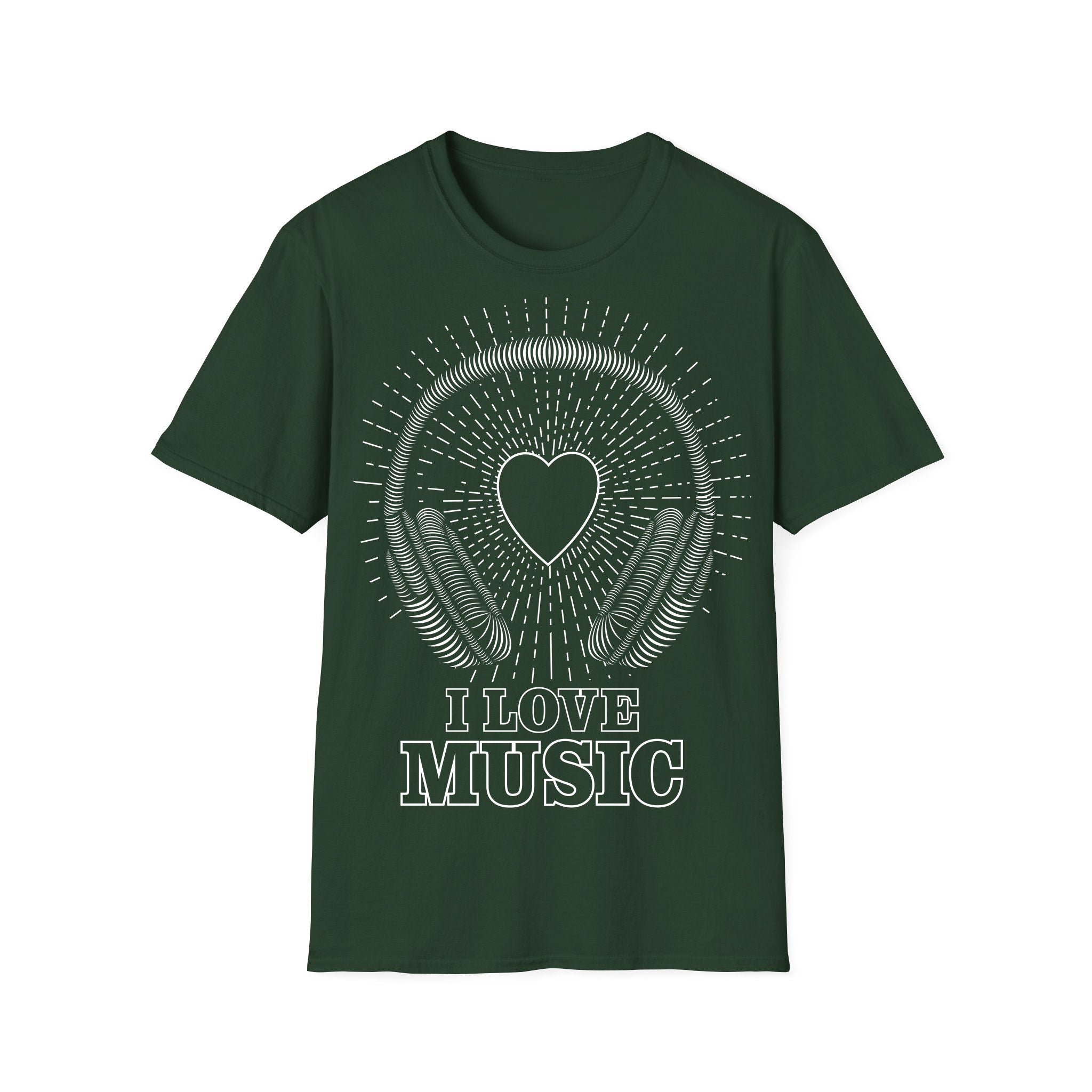 Music unisex T-shirt I Love Music Outline White