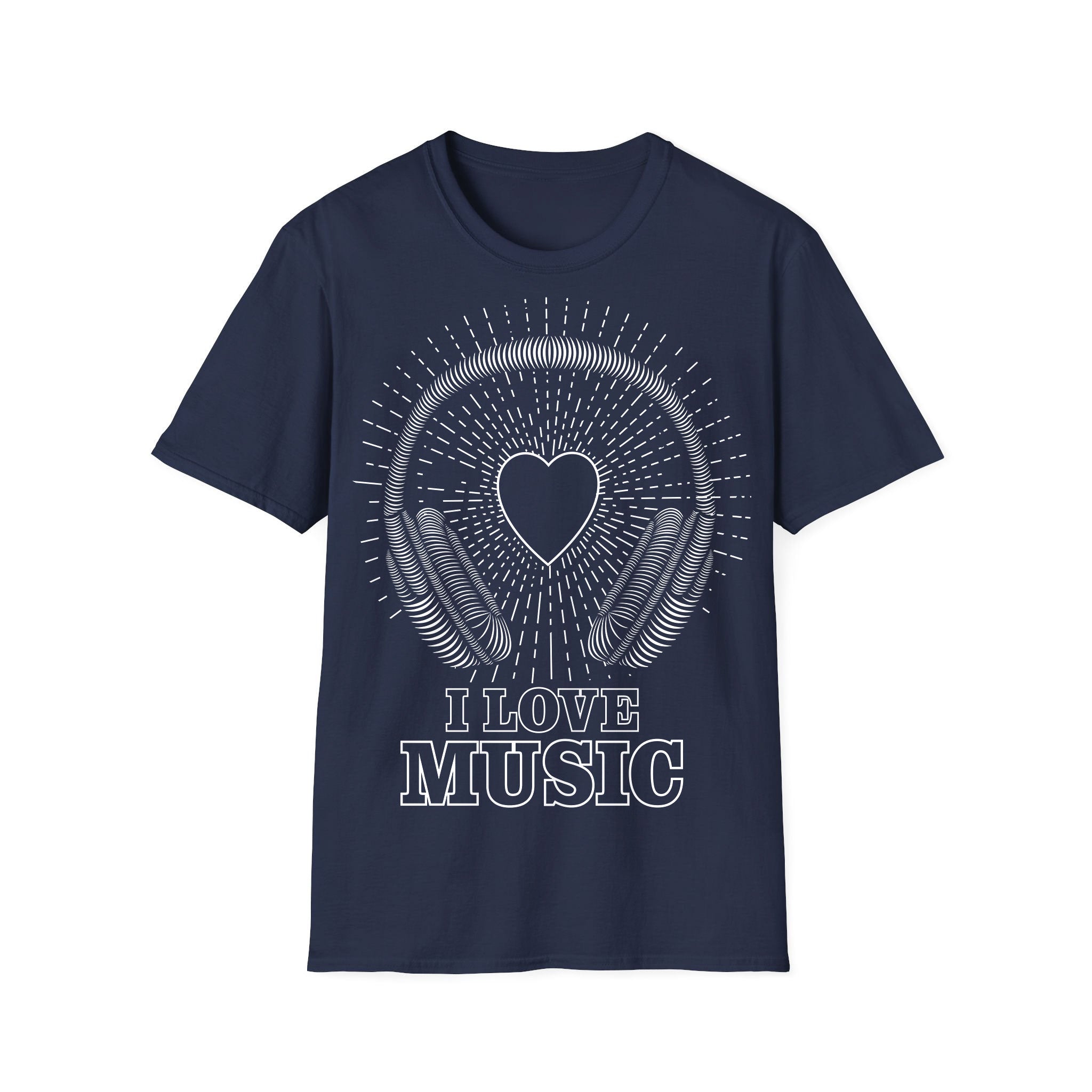 Music unisex T-shirt I Love Music Outline White