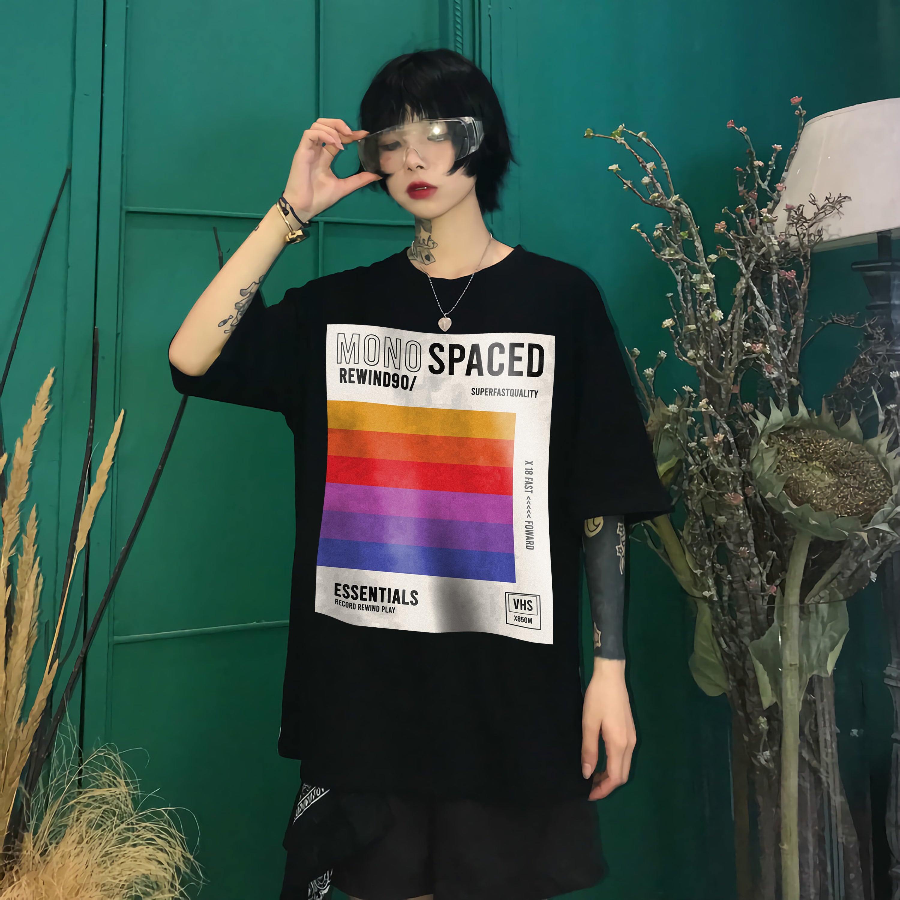 T-Shirt Style Japonais Mono Espacé Rewind 90