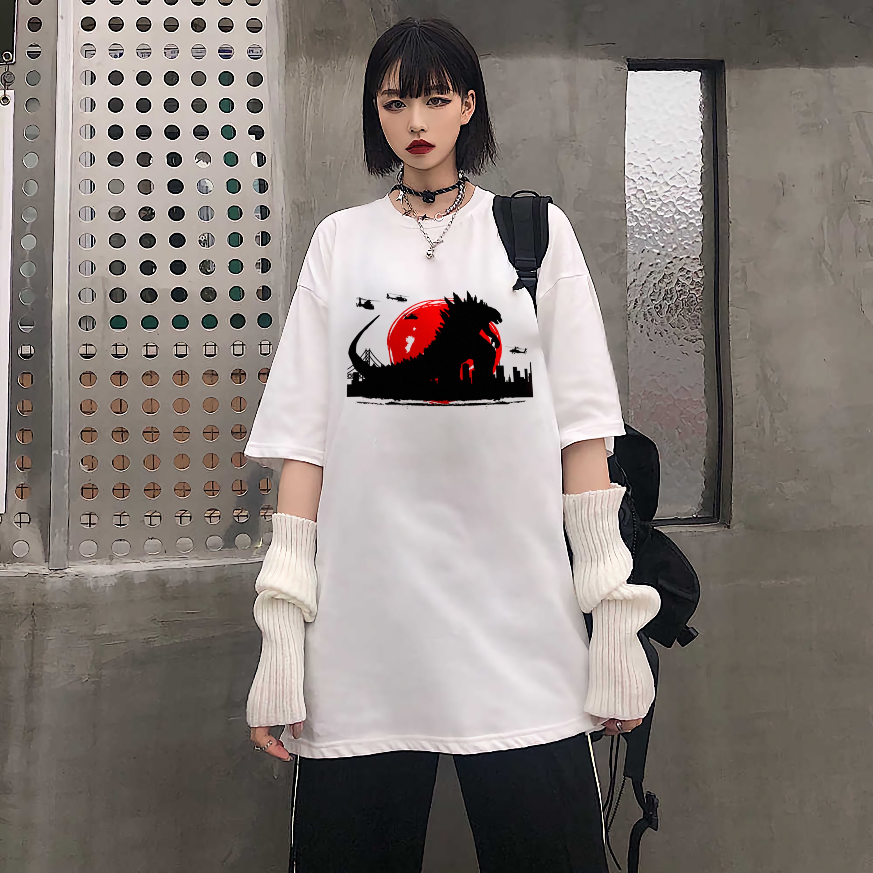 T-shirt de style japonais Godzilla Tokyo City