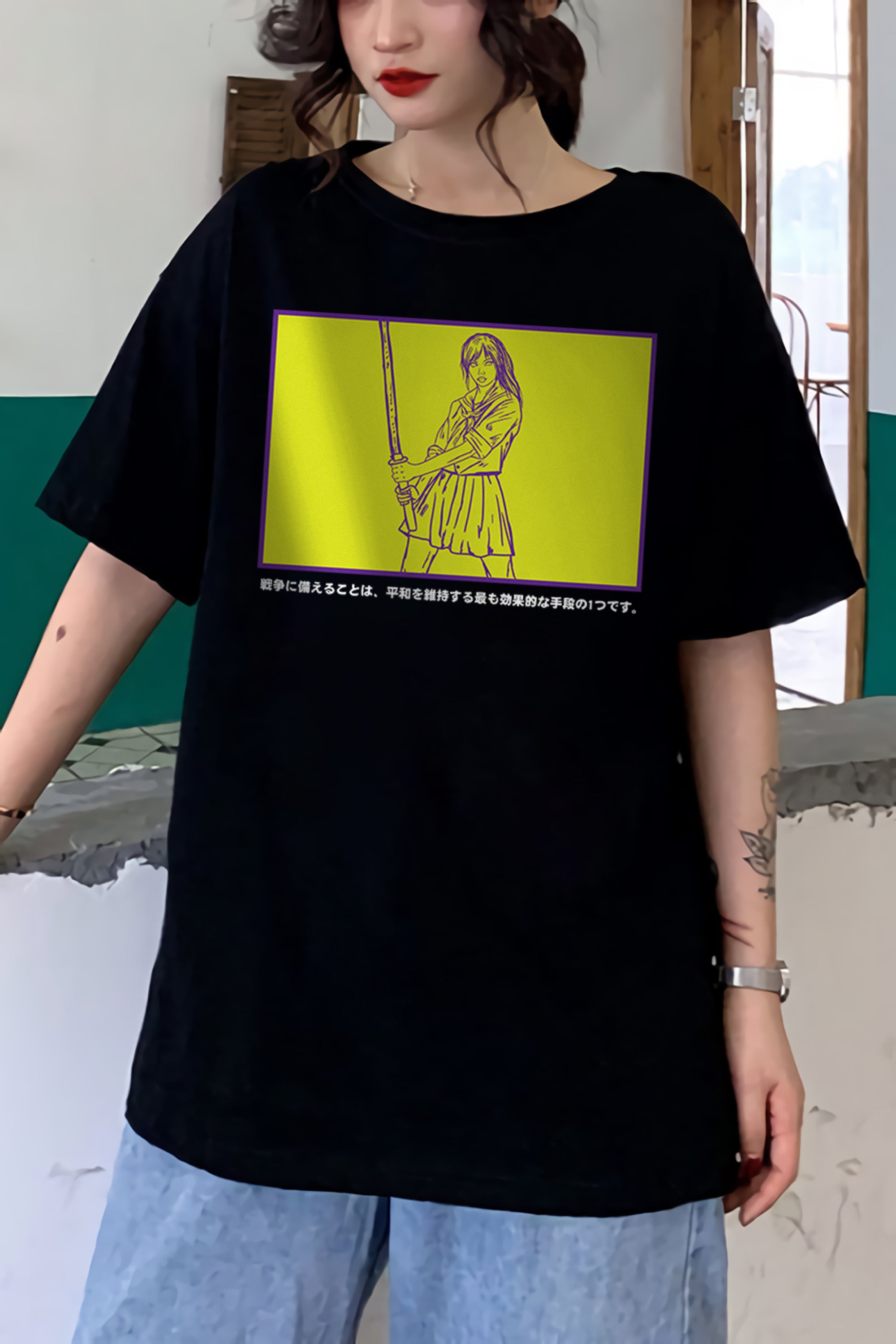 Japanese Style T-Shirt Samurai Girl Japan