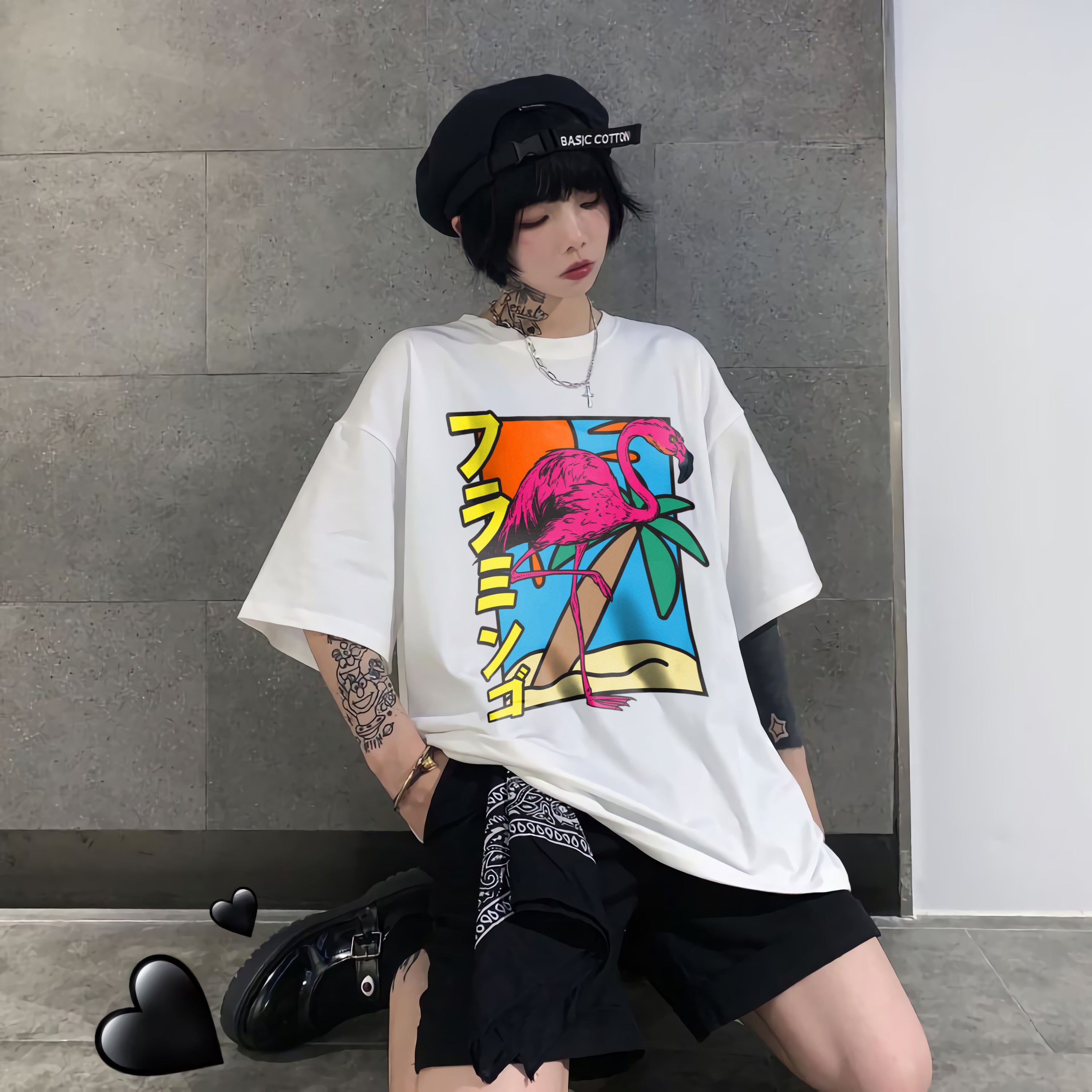 T-Shirt Style Japonais Flamingo Tokyo