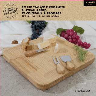 Planche Apéro Personnalisable en Bambou avec Tiroir et Couteaux