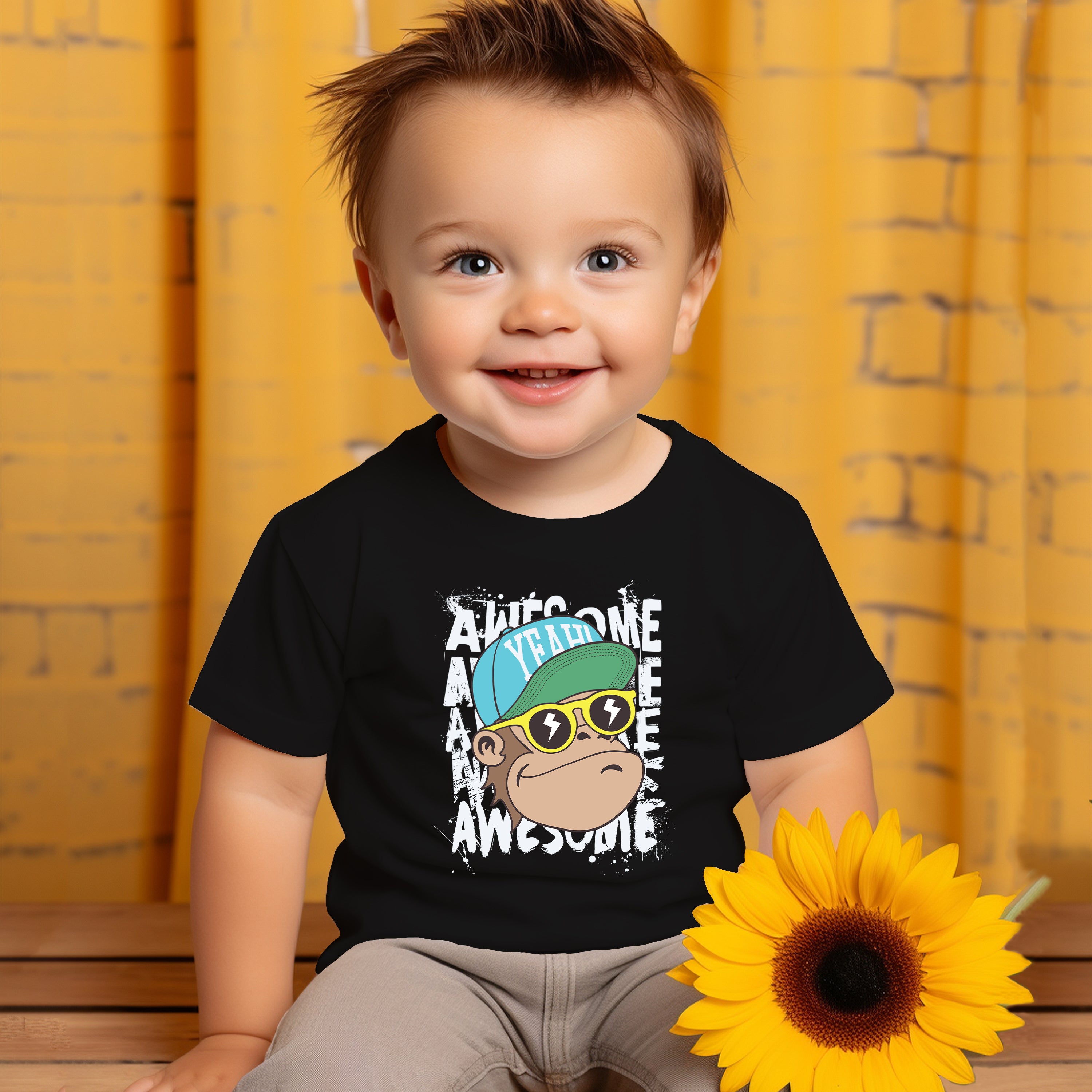 T-Shirt Enfant Singe Génial Ouais