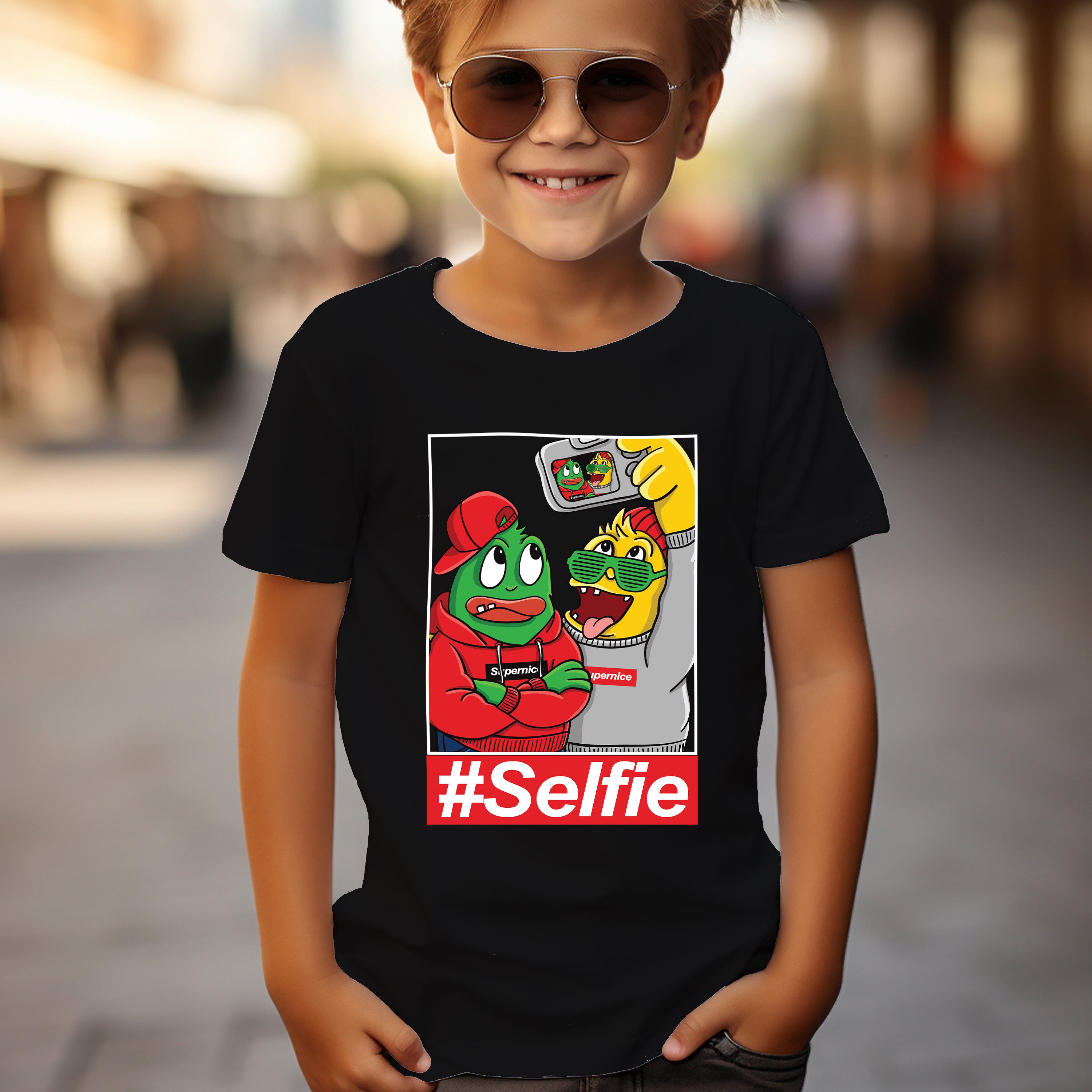 T-Shirt Enfant Monstre #Selfie