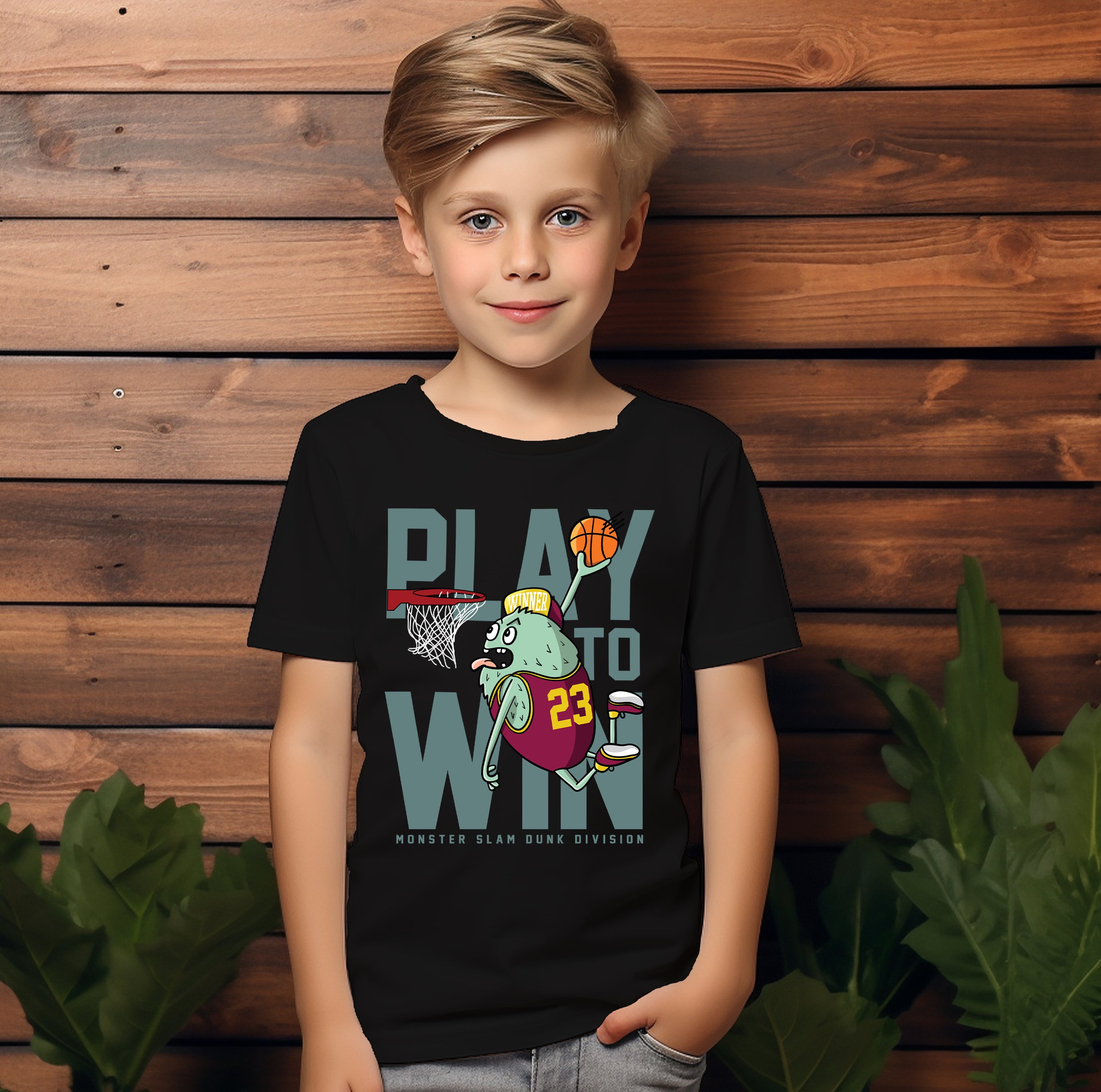 Kid T-Shirt Play To Win Monster