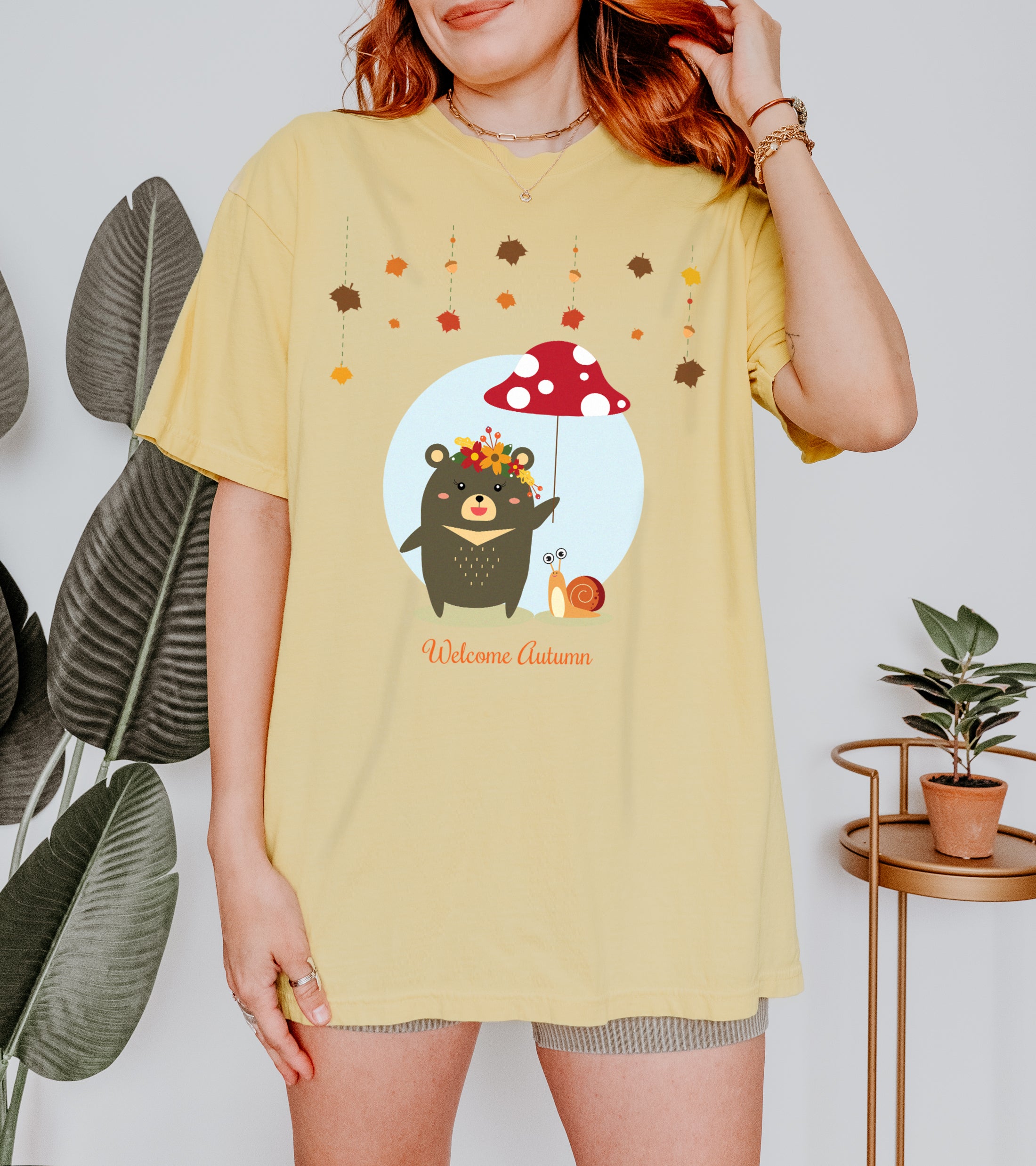 Autumn T-shirt Little Bear & Leaf Umbrella