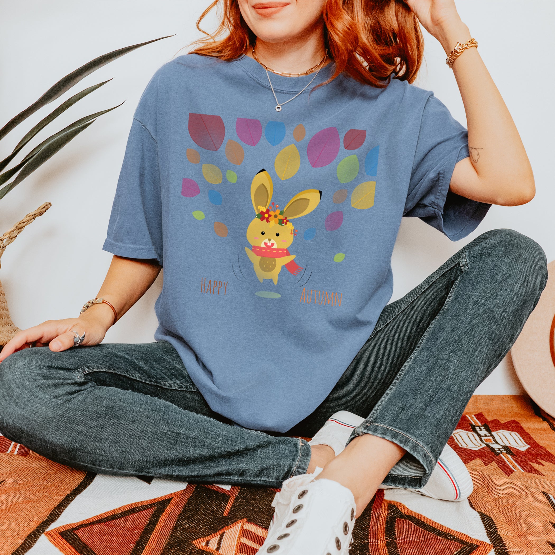 Autumn T-shirt Little Bunny Jumping Autumn