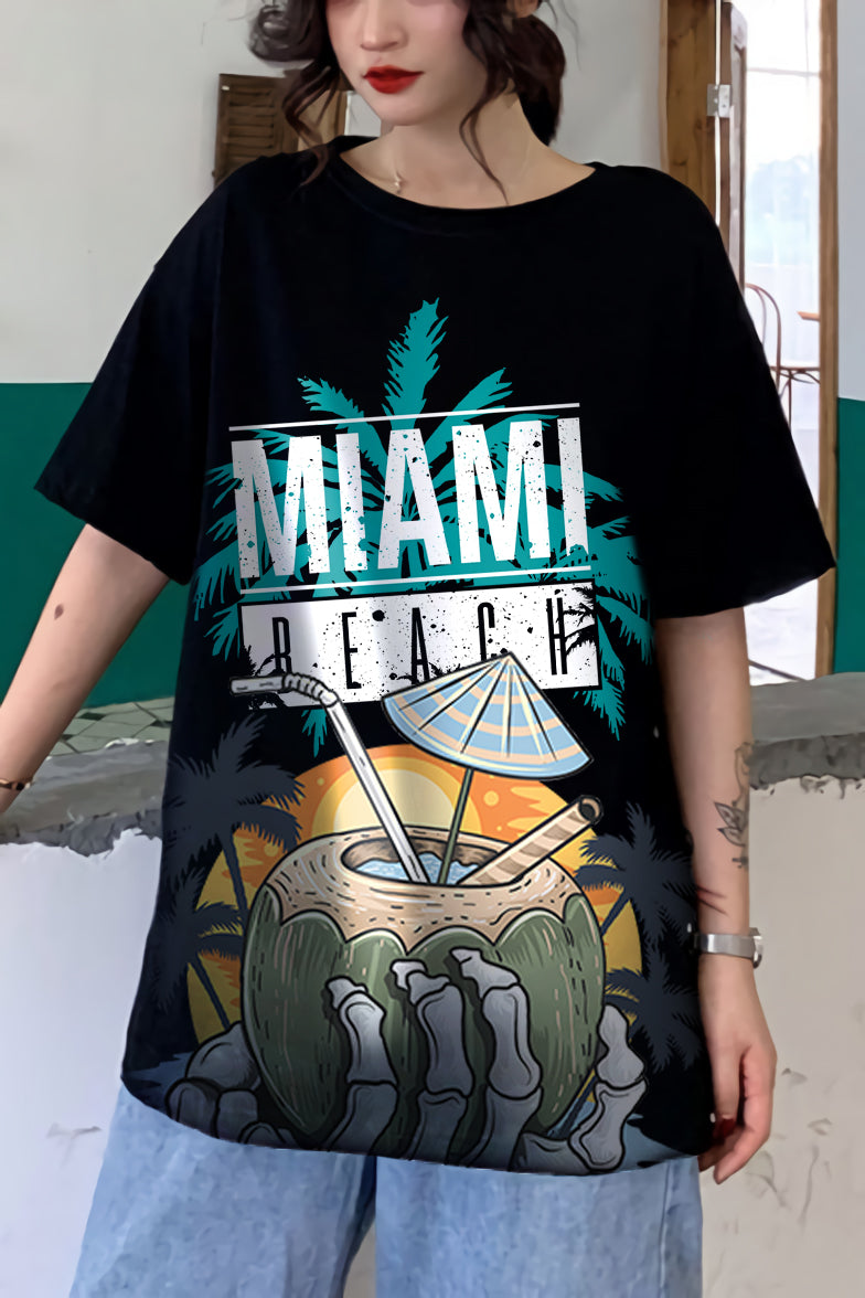 Oversize graphic T-shirt Miami Beach Skull