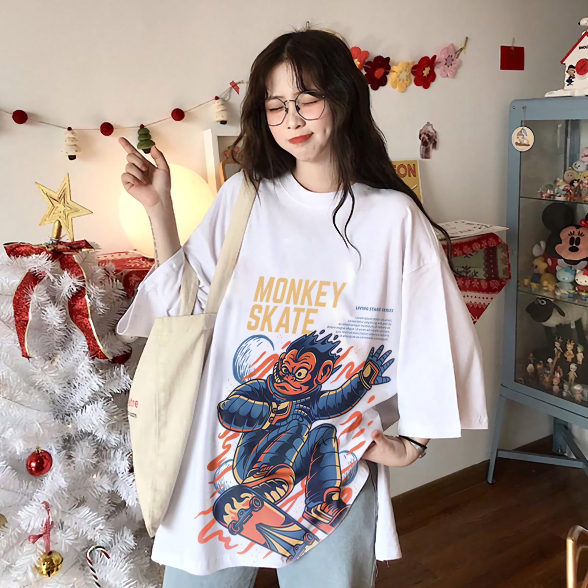 Oversize graphic T-shirt Monkey Skate