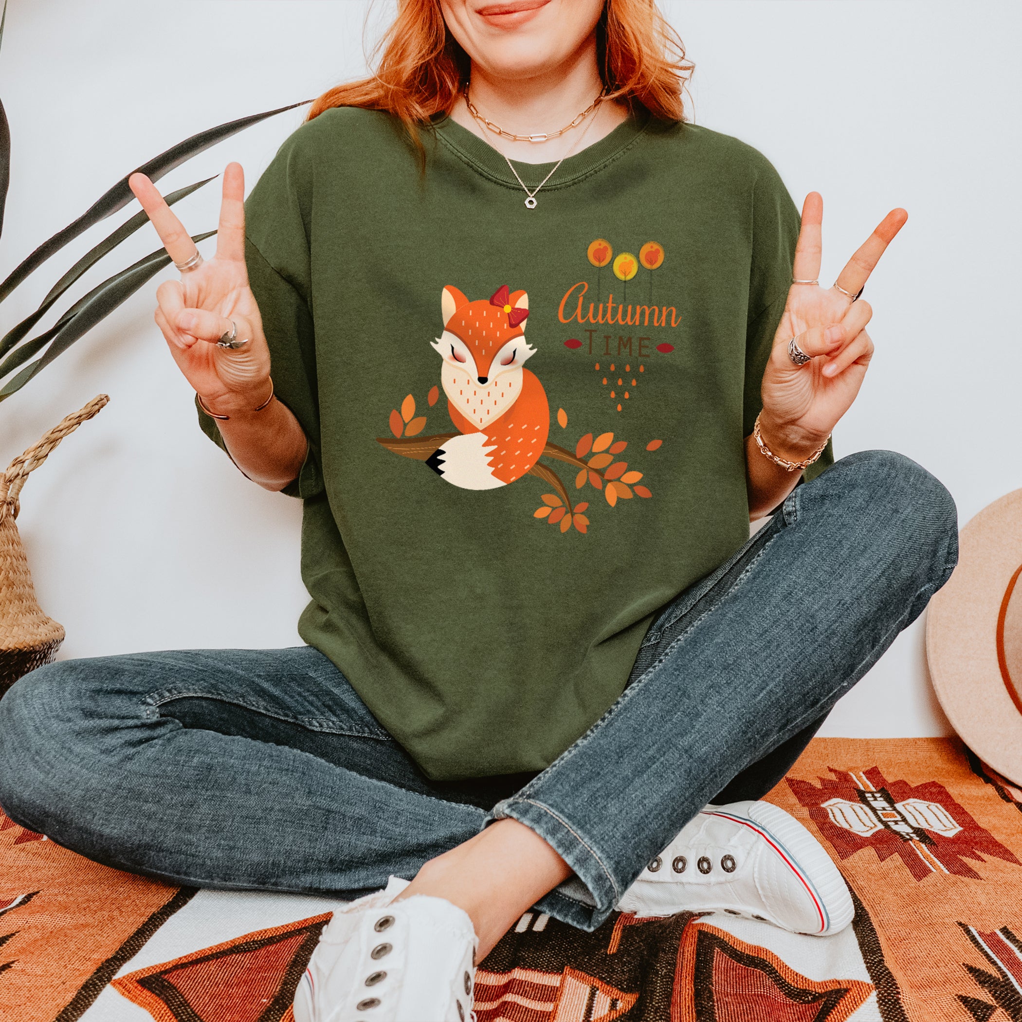 T-shirt d'automne Pretty Foxy Autumn Time