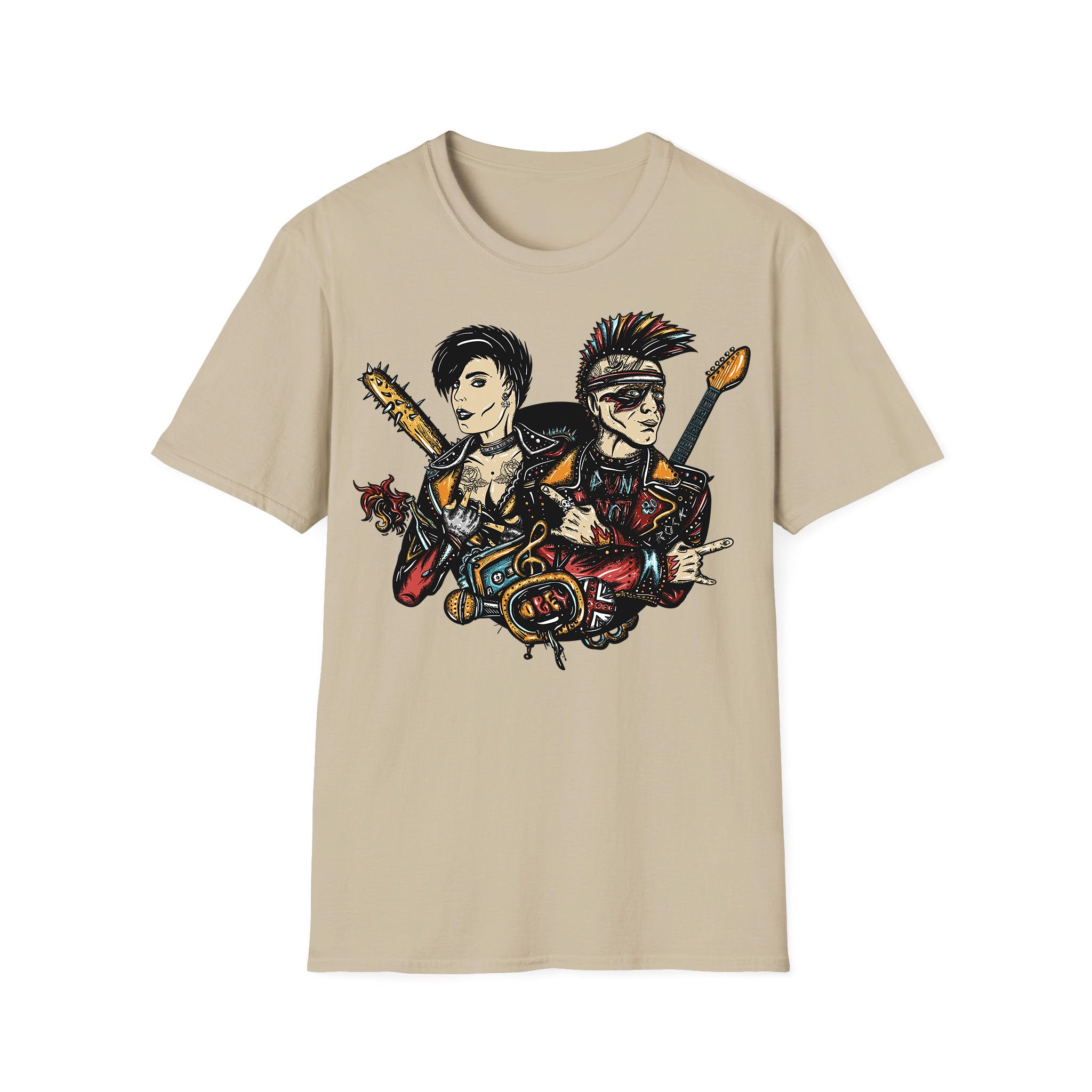 Music unisex T-shirt Punker With Mohawk Hairstyle