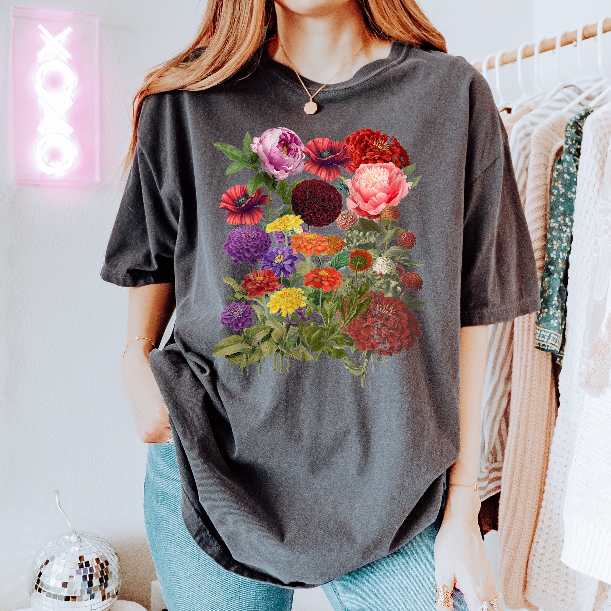 T-shirt amateur de jardinage Fleurs rétro