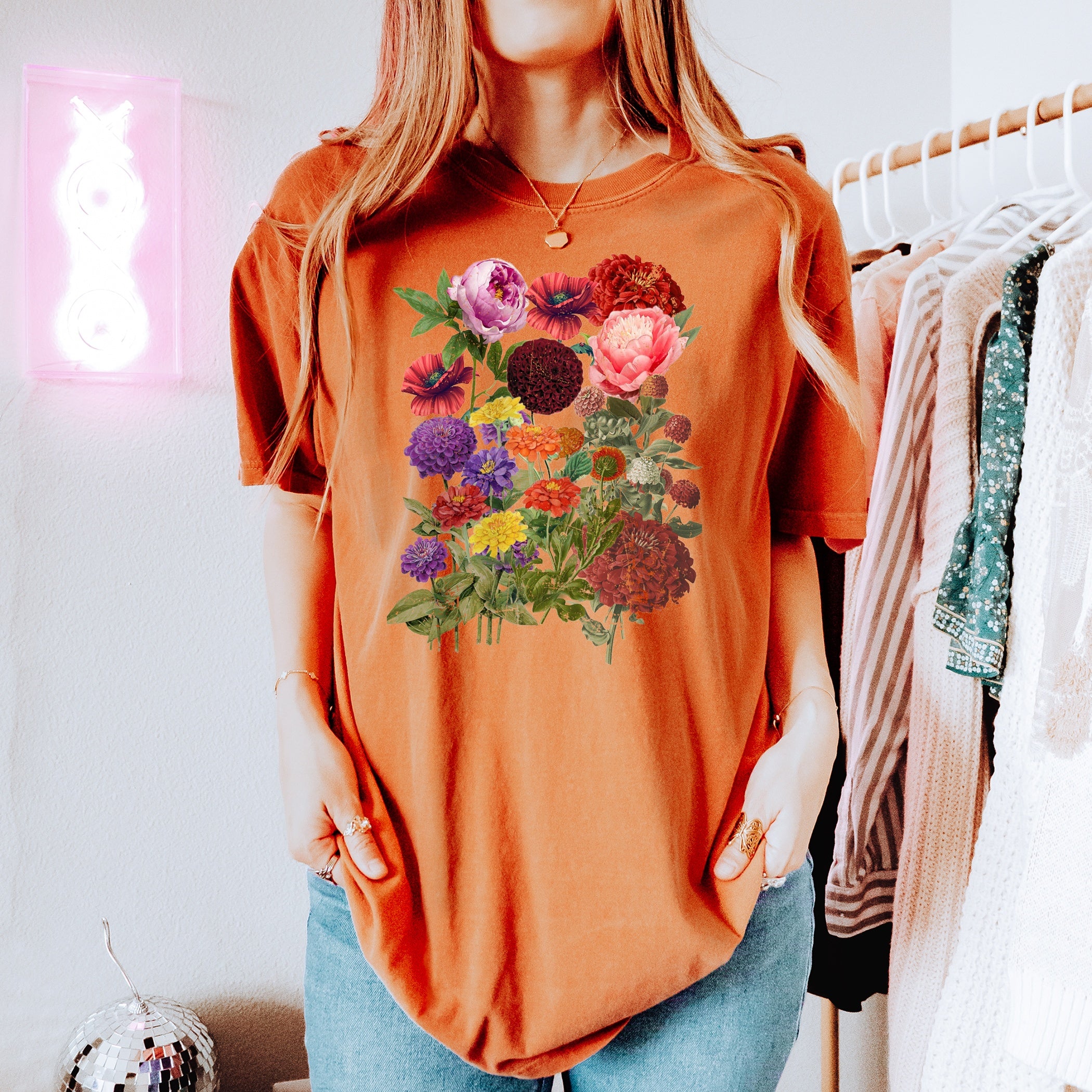 T-shirt amateur de jardinage Fleurs rétro