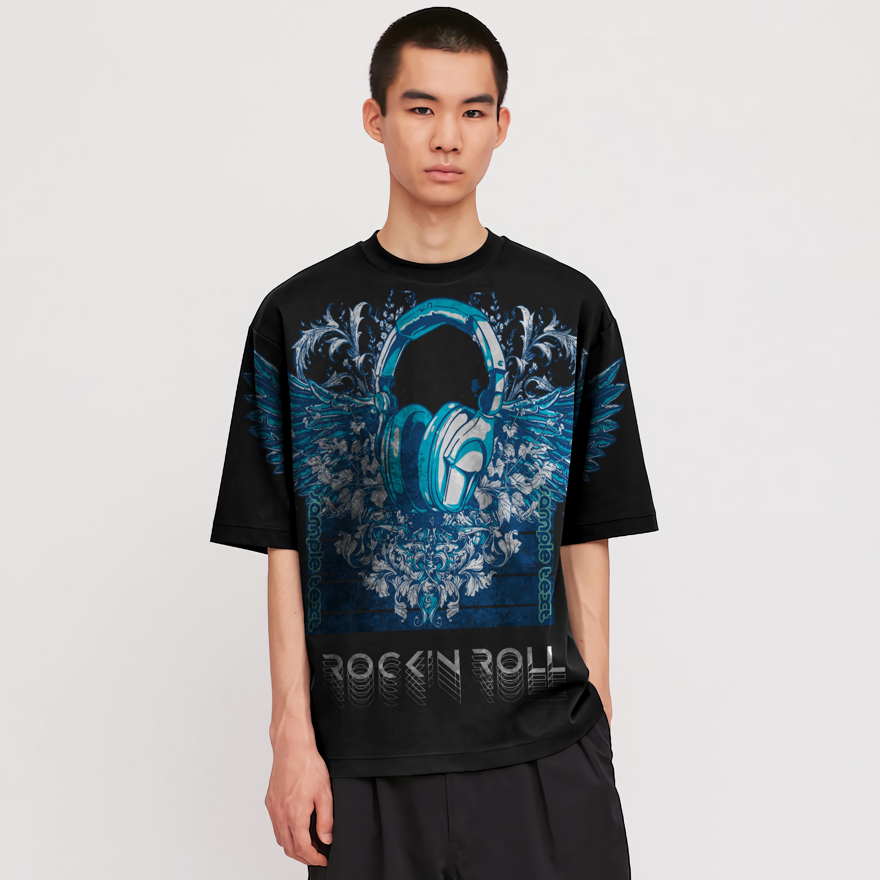 Oversize graphic T-shirt RocknRoll Headphone Wing