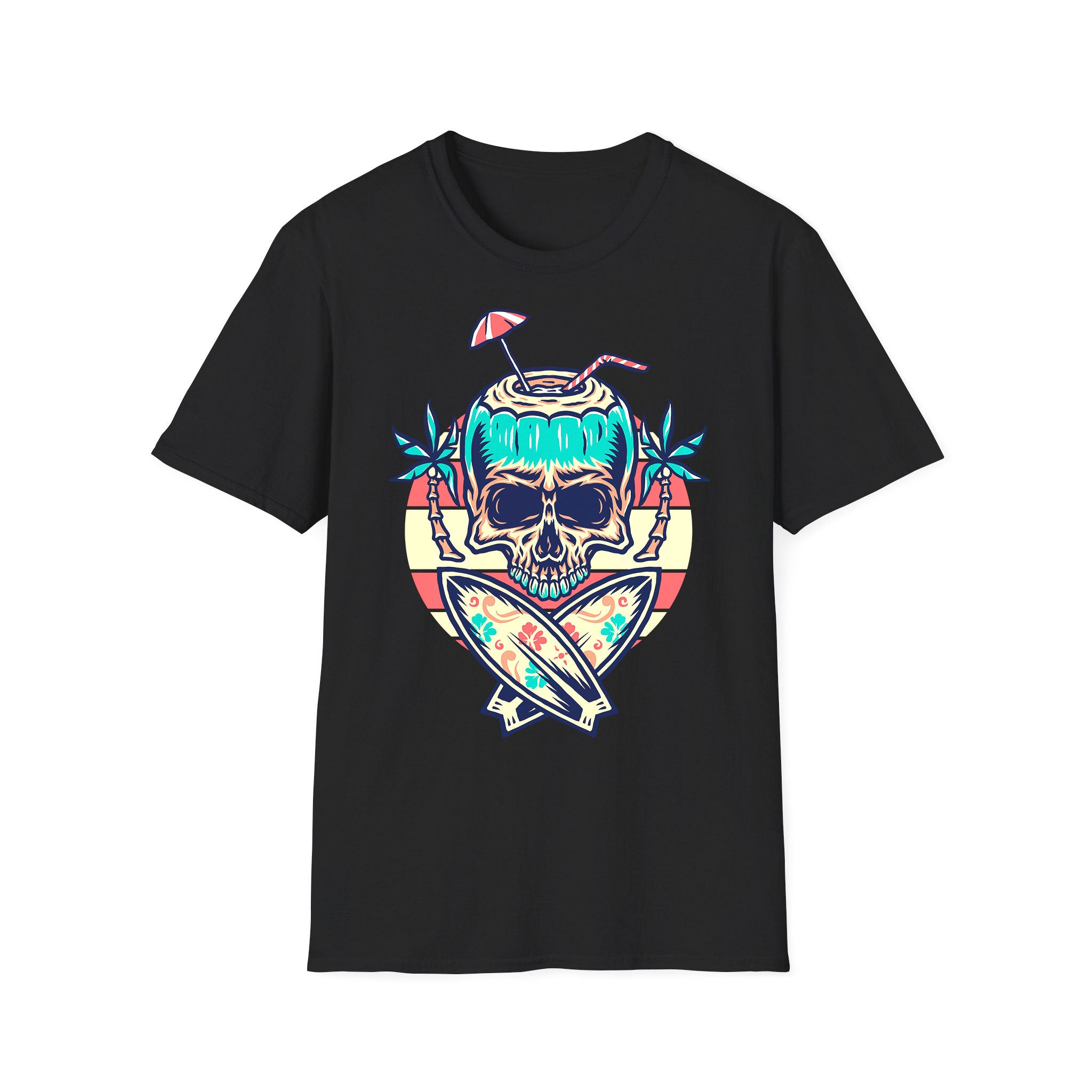 T-shirt été unisexe Skull Beach