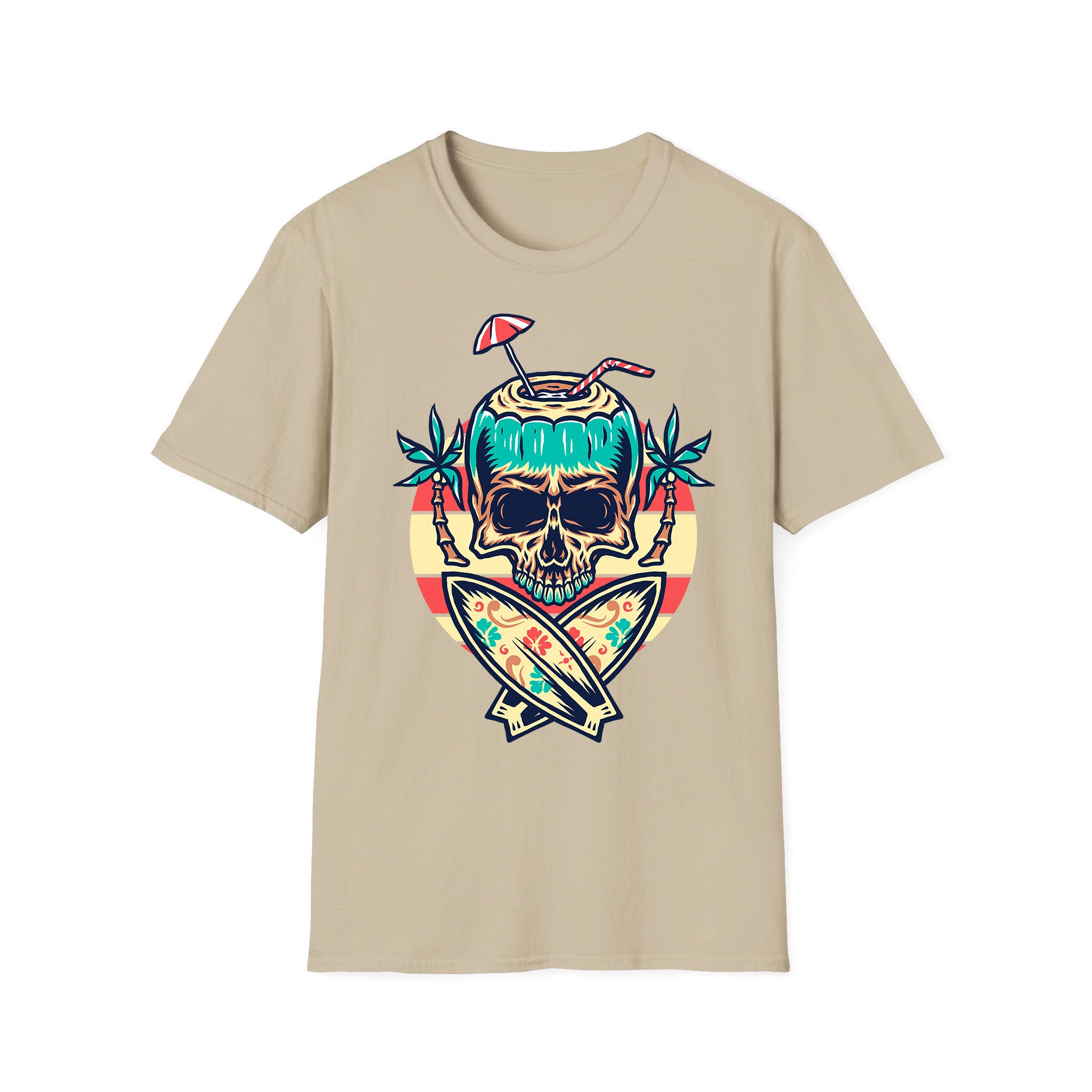 T-shirt été unisexe Skull Beach