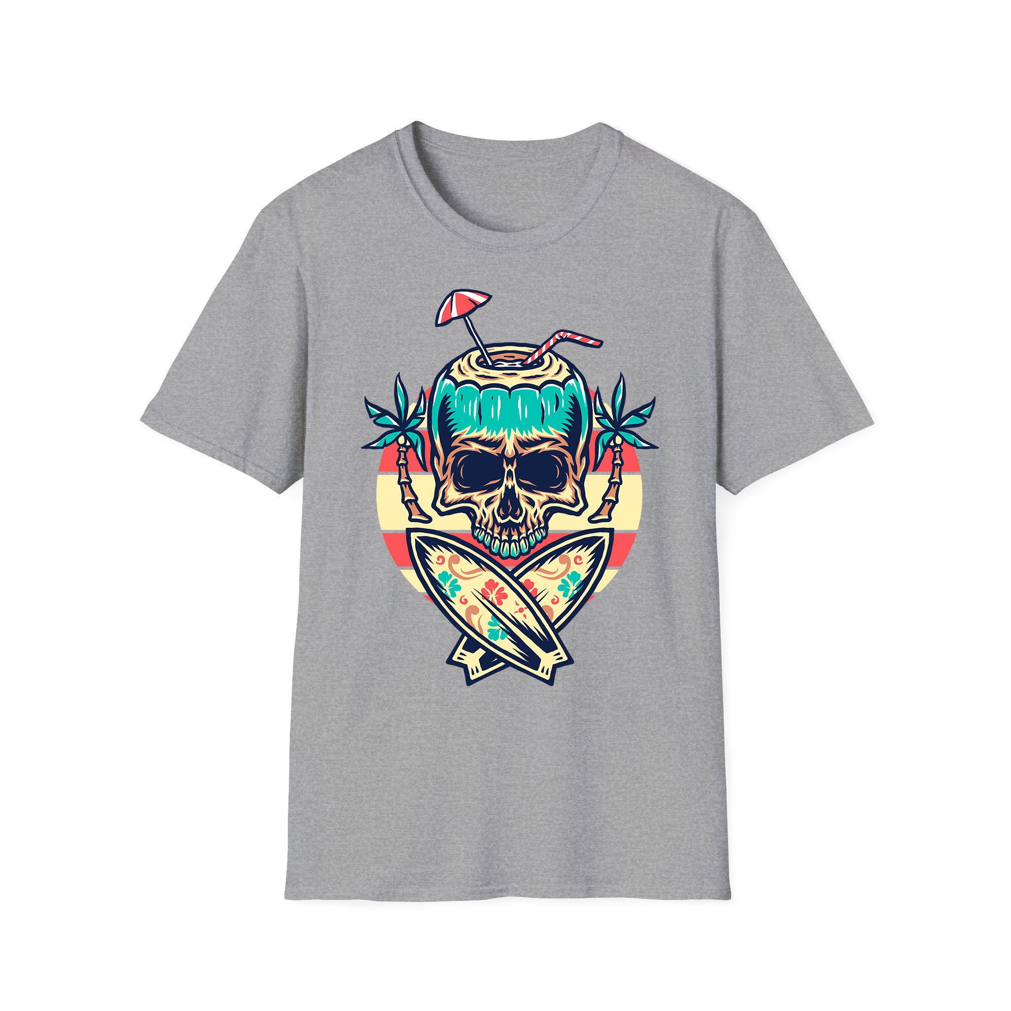 T-shirt été unisexe Skull Beach