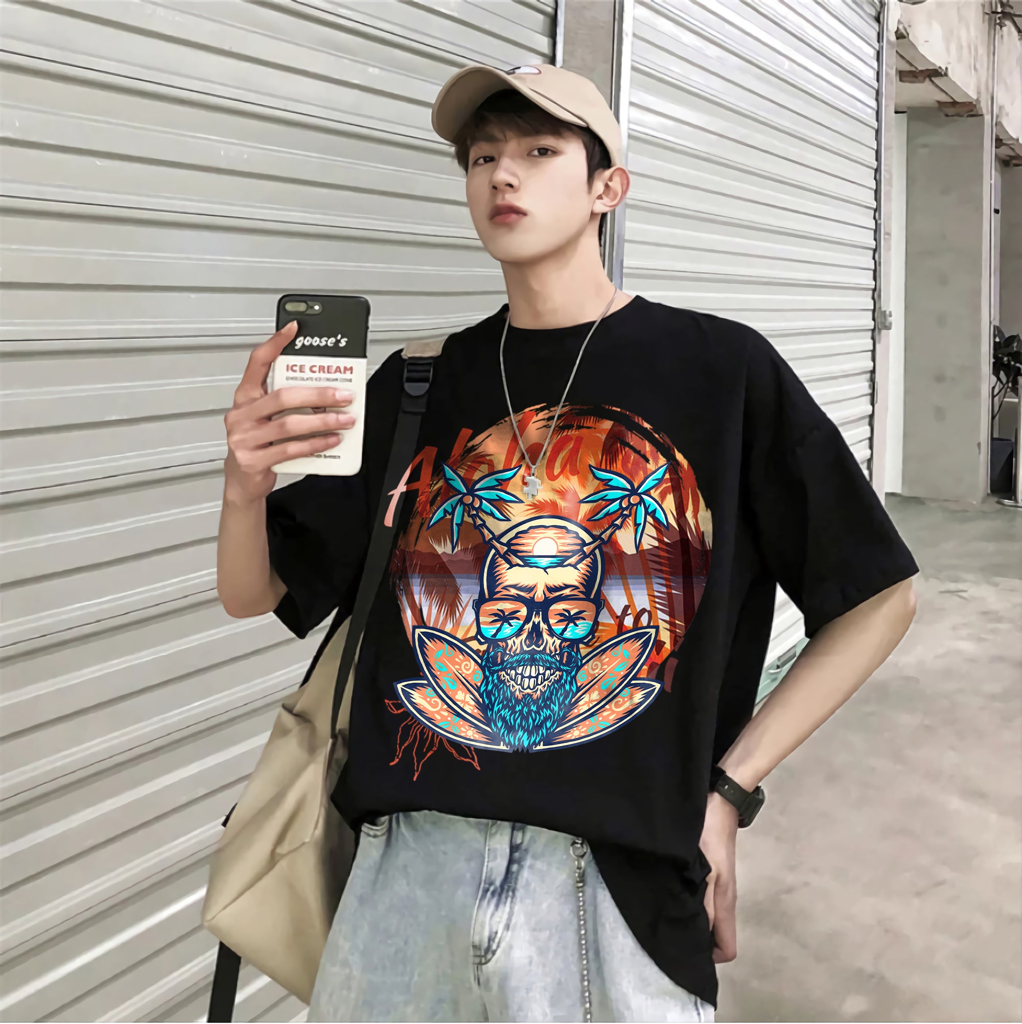 Oversize graphic T-shirt Skull Beach Aloha