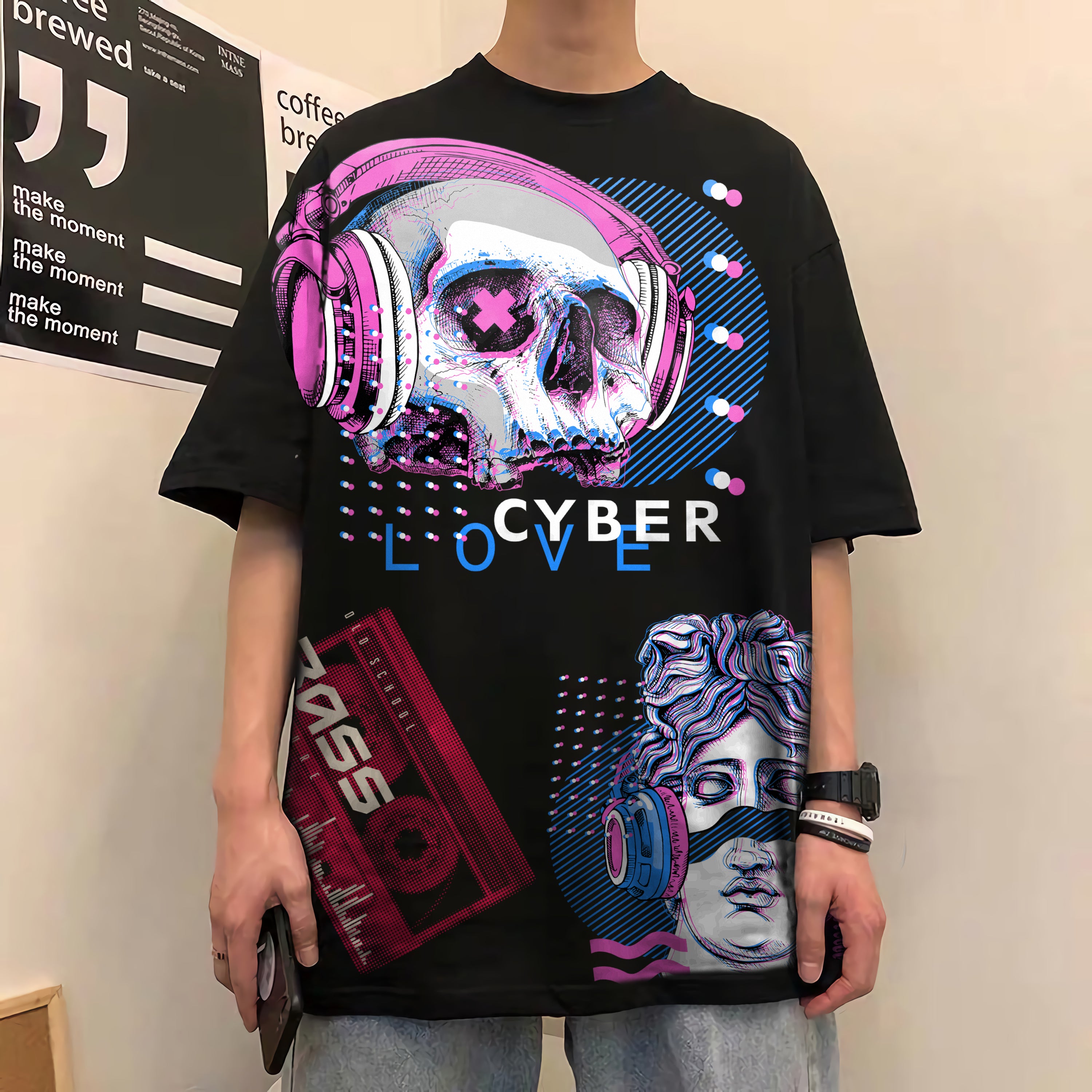 Oversize graphic T-shirt Skull Cyber Love