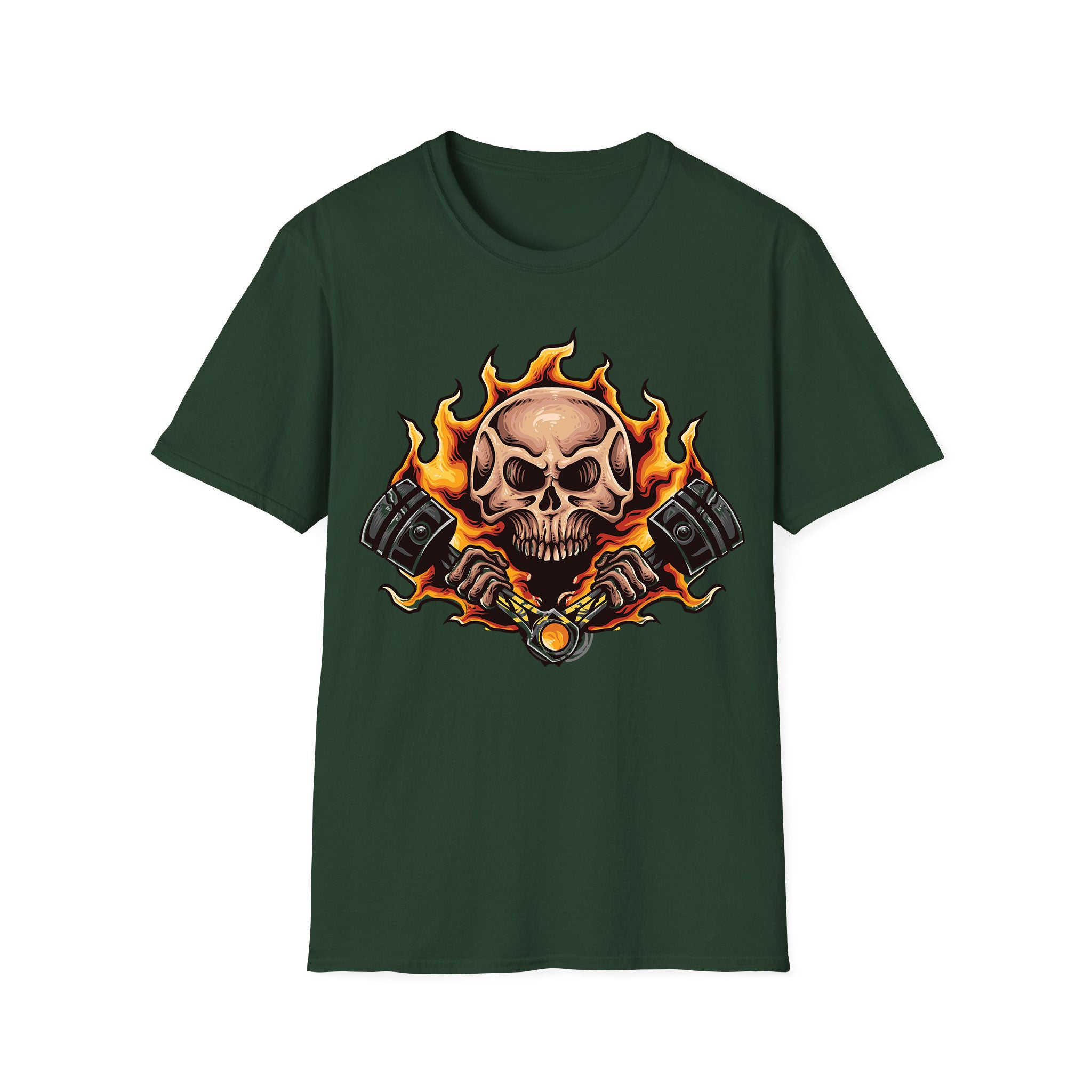 Motorcycle T-shirt Skull Fire