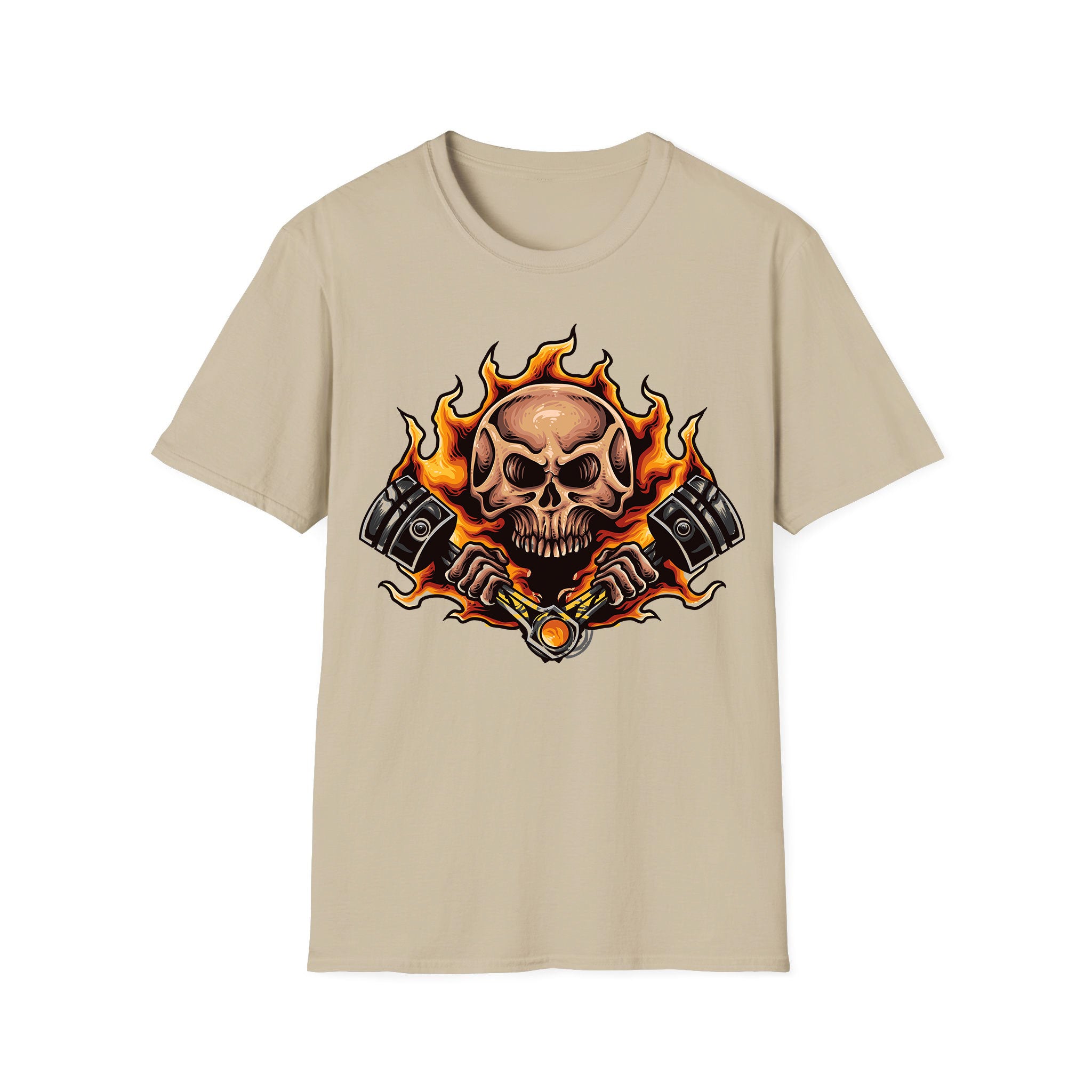 Motorcycle T-shirt Skull Fire