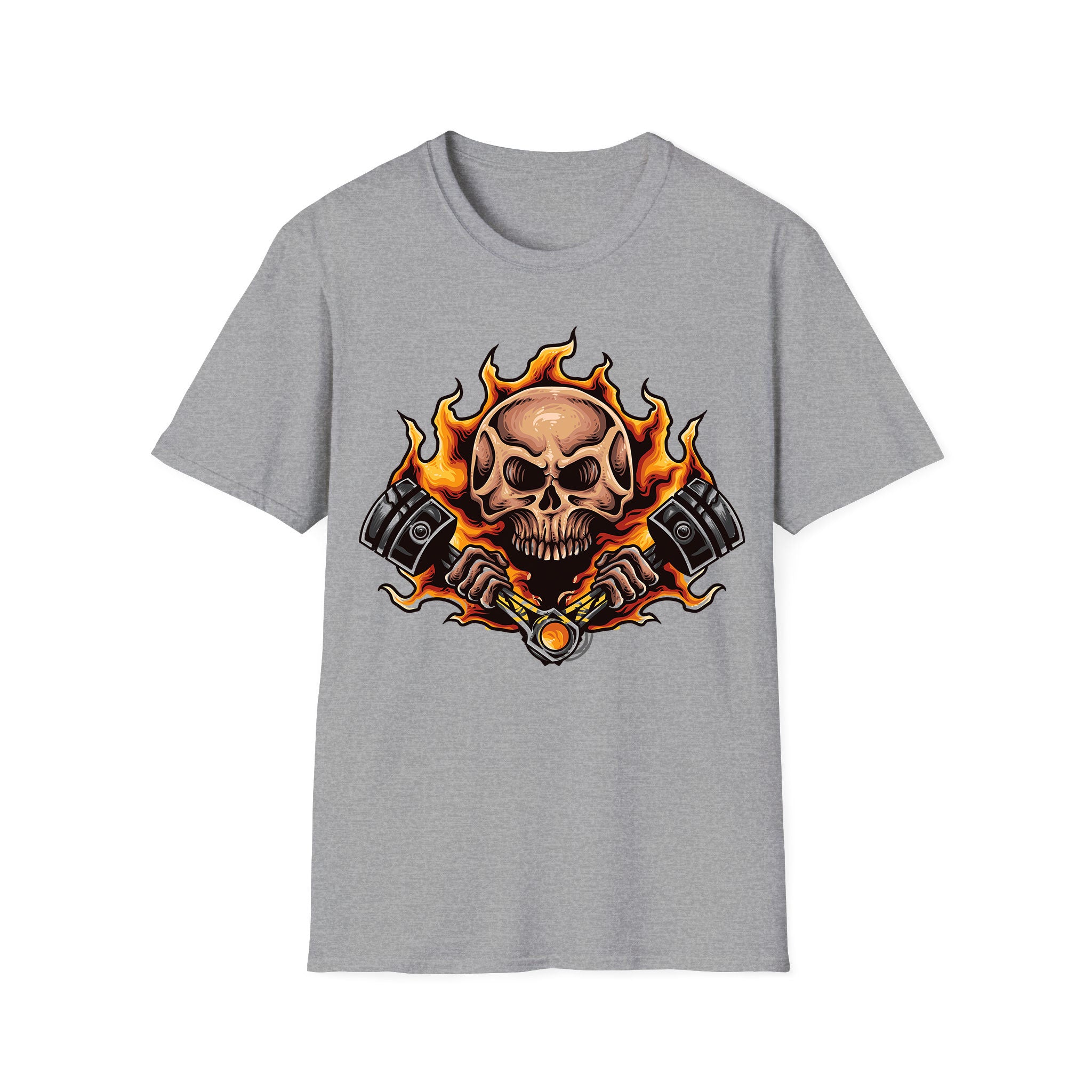 Motorcycle T-shirt Skull Fire