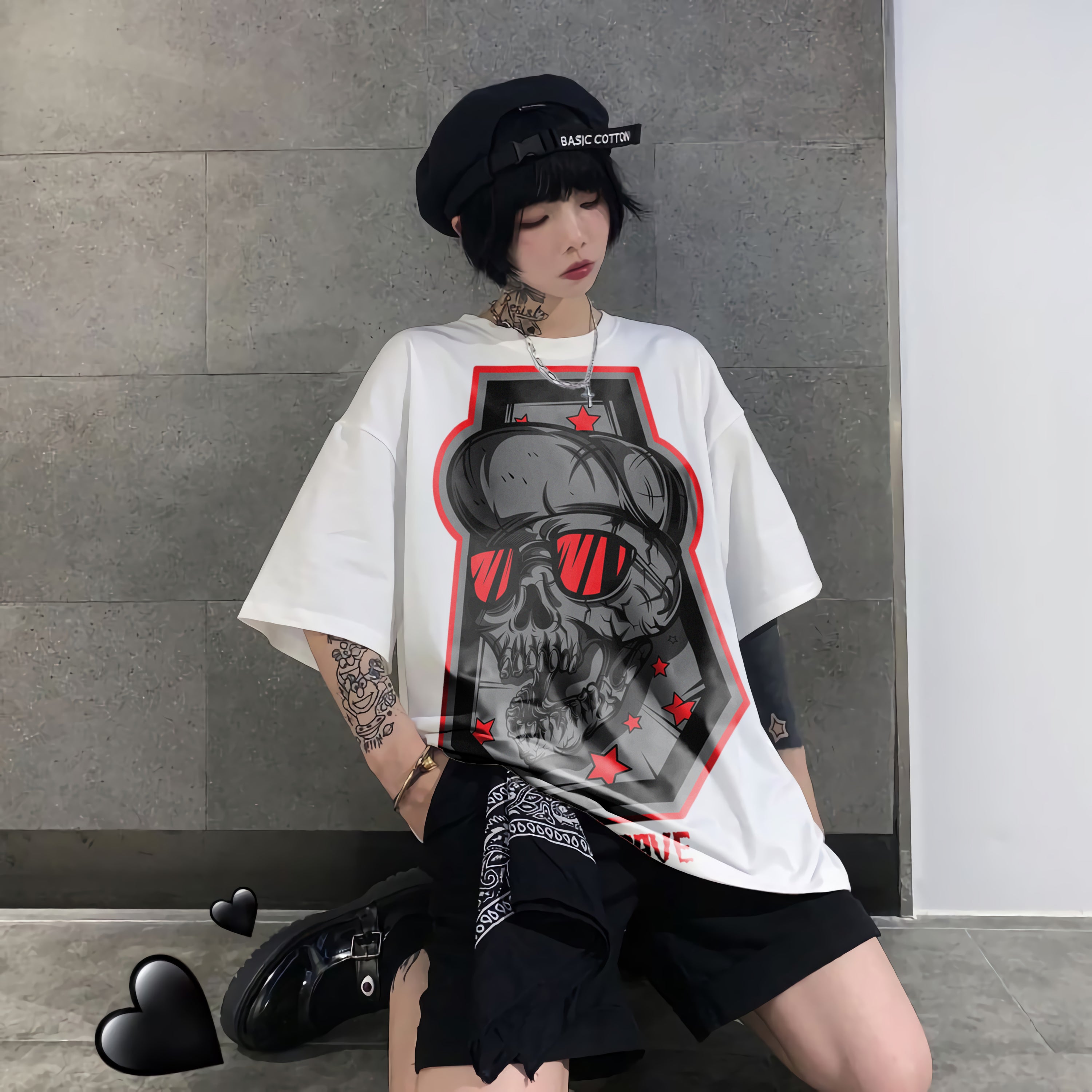 Oversize graphic T-shirt Skull Grave