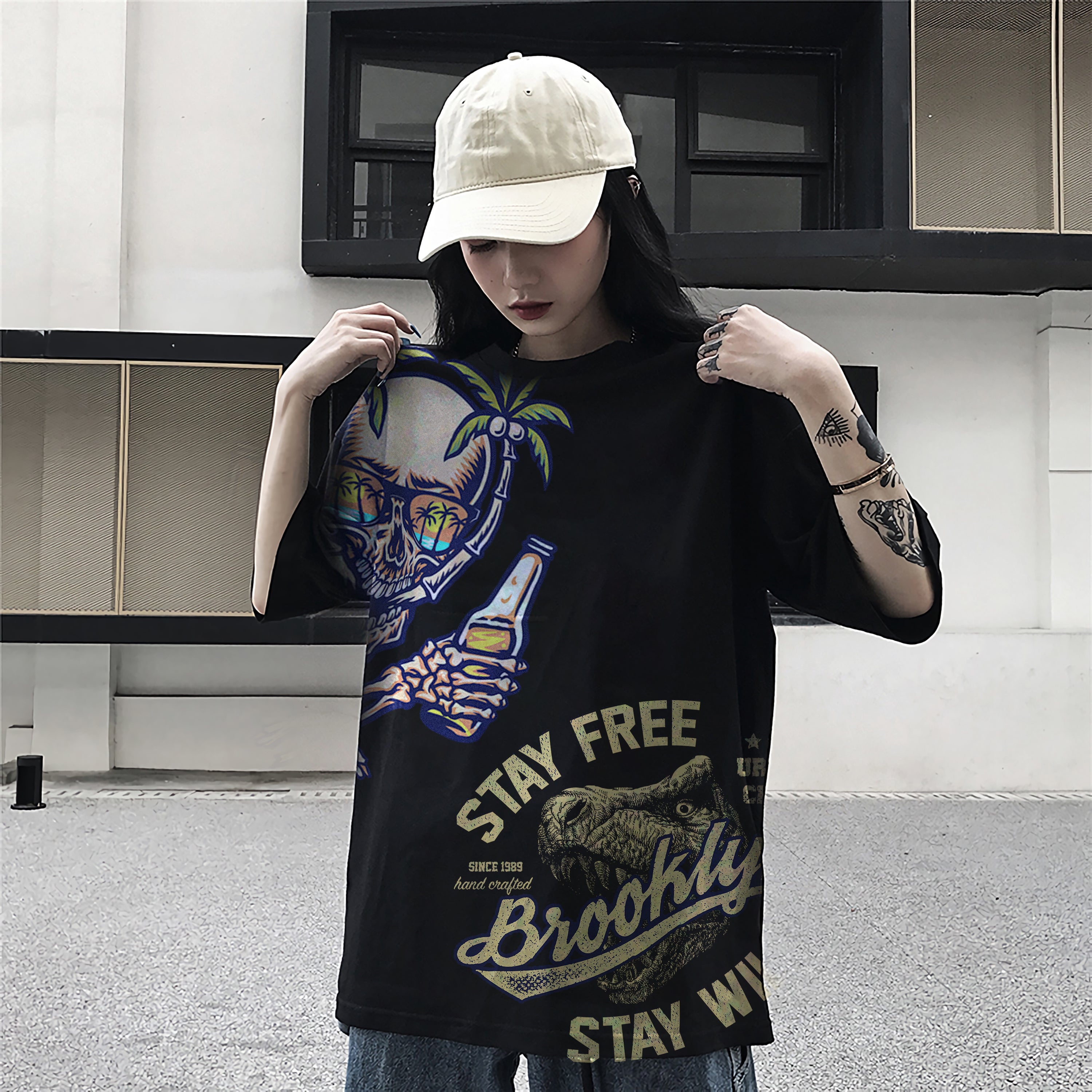 Oversize graphic T-shirt Skull Hawaii