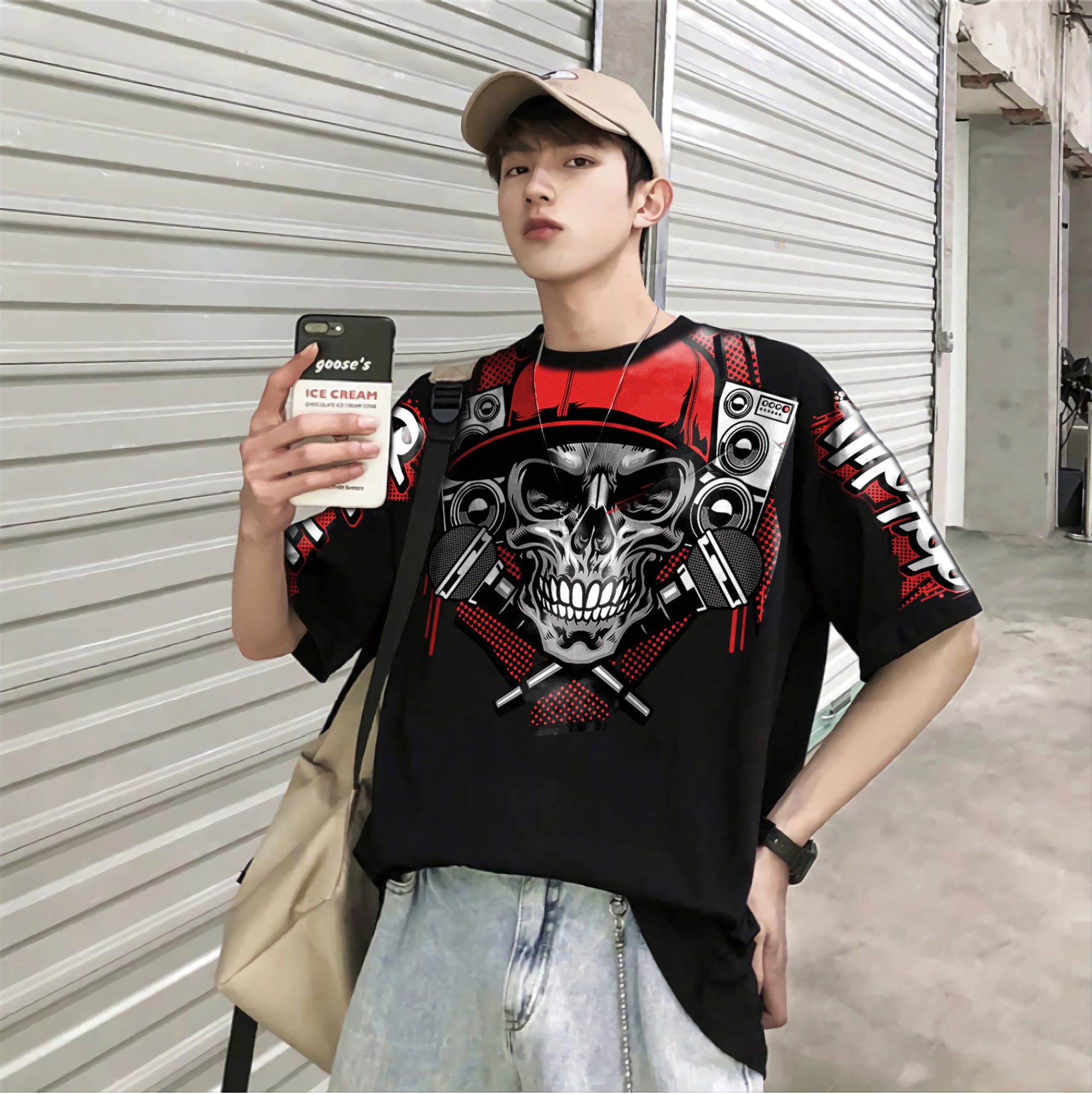 Oversize graphic T-shirt Skull Hiphop