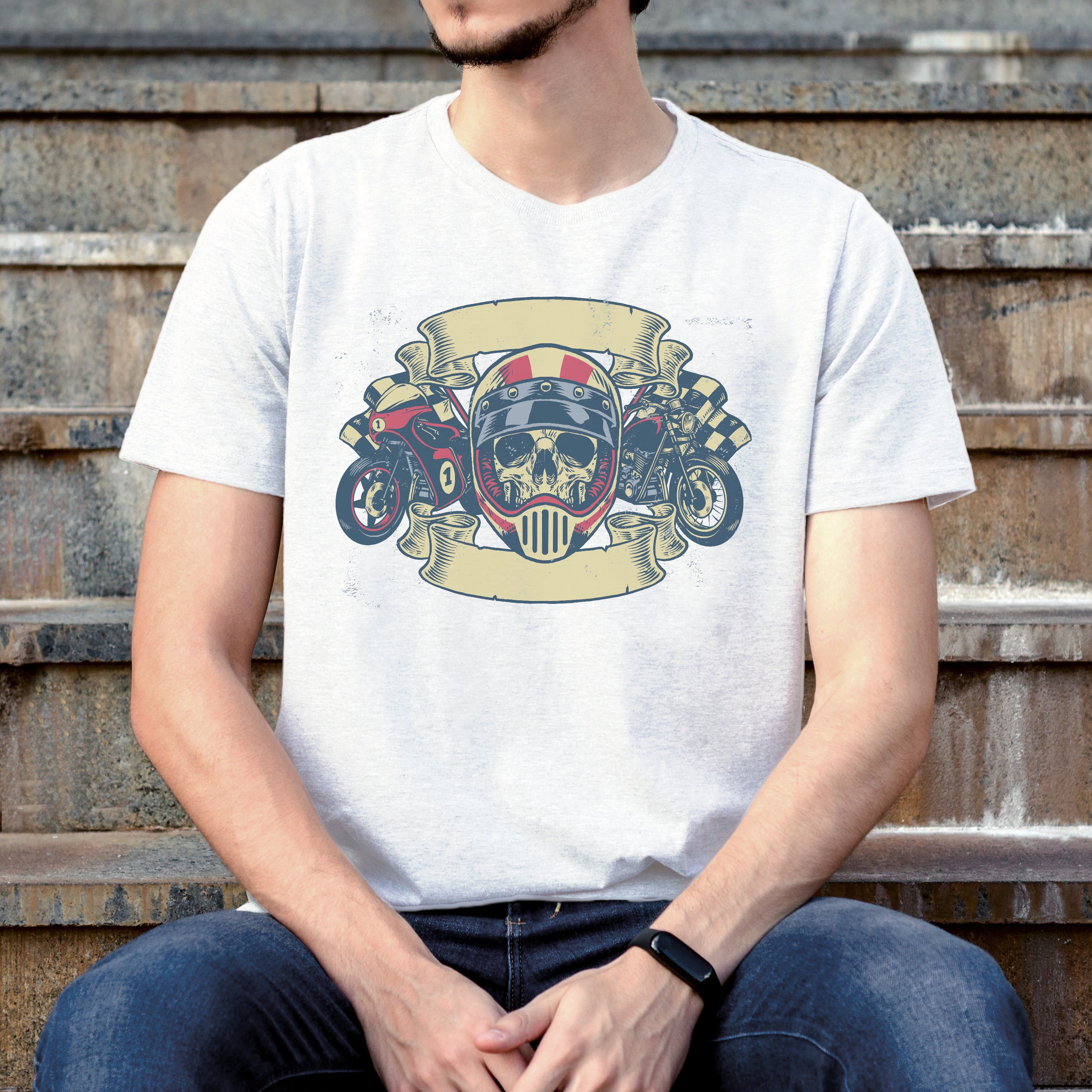 Motorcycle T-shirt Skull Motor Bikes