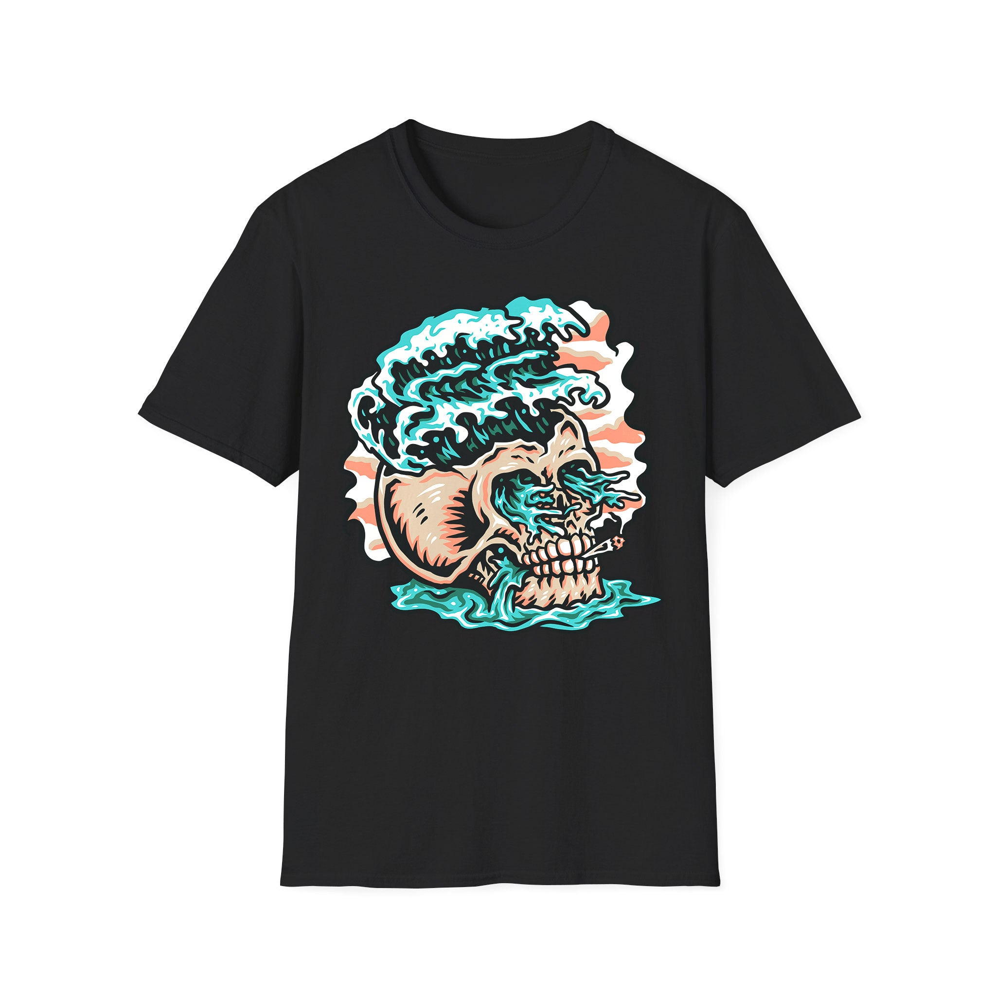 T-shirt d'été unisexe Skull Wave Smoke