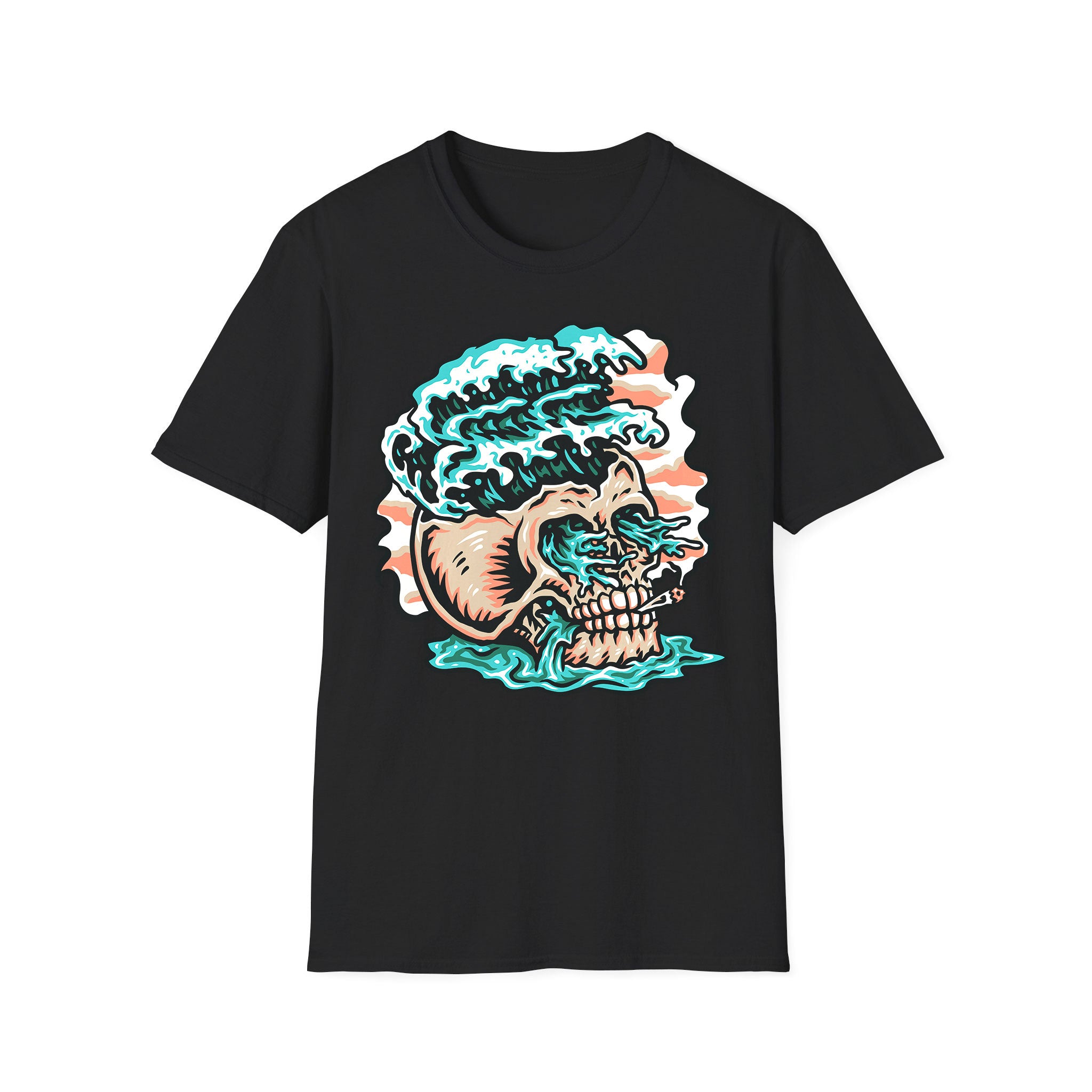 Summer unisex T-shirt Skull Wave Smoke