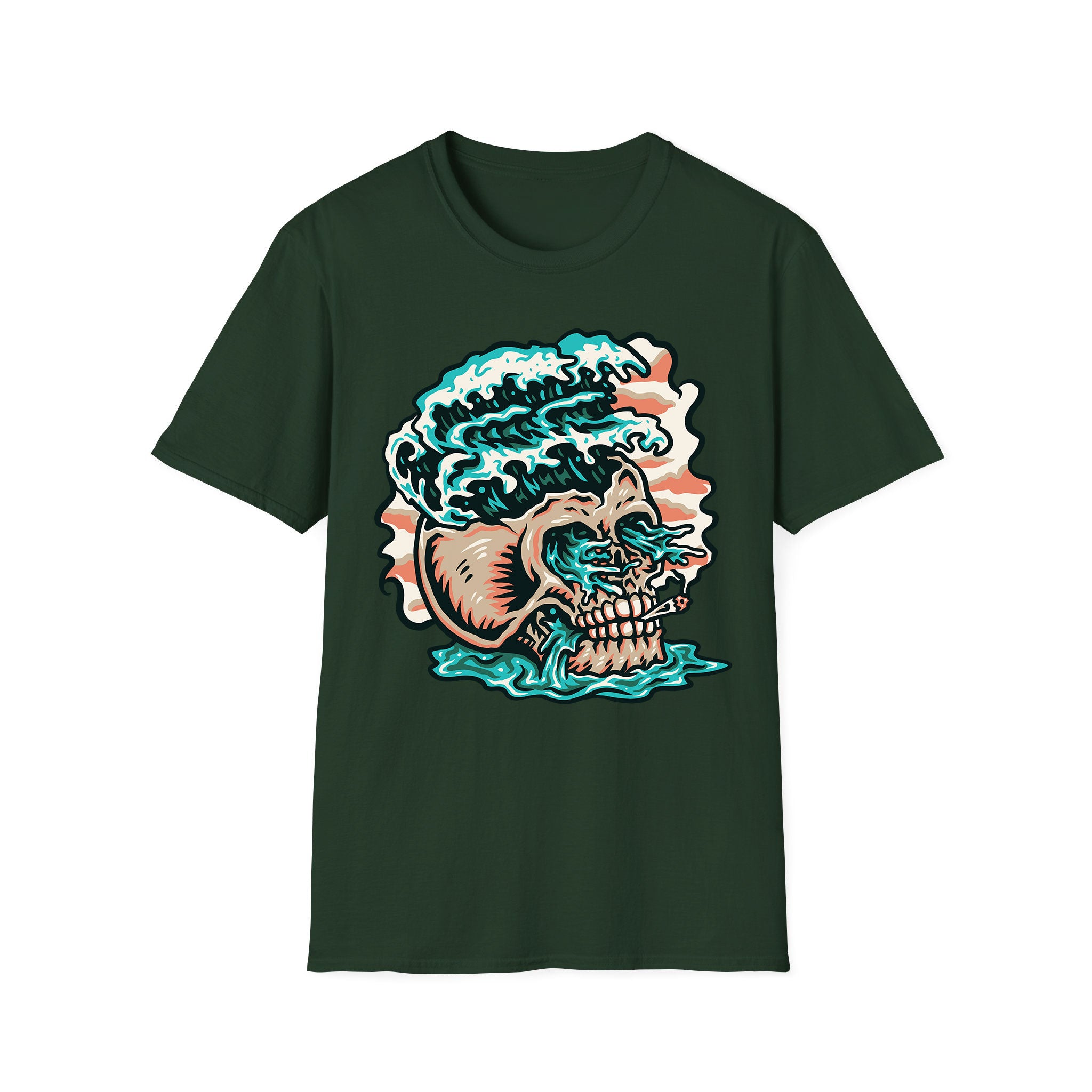 T-shirt d'été unisexe Skull Wave Smoke