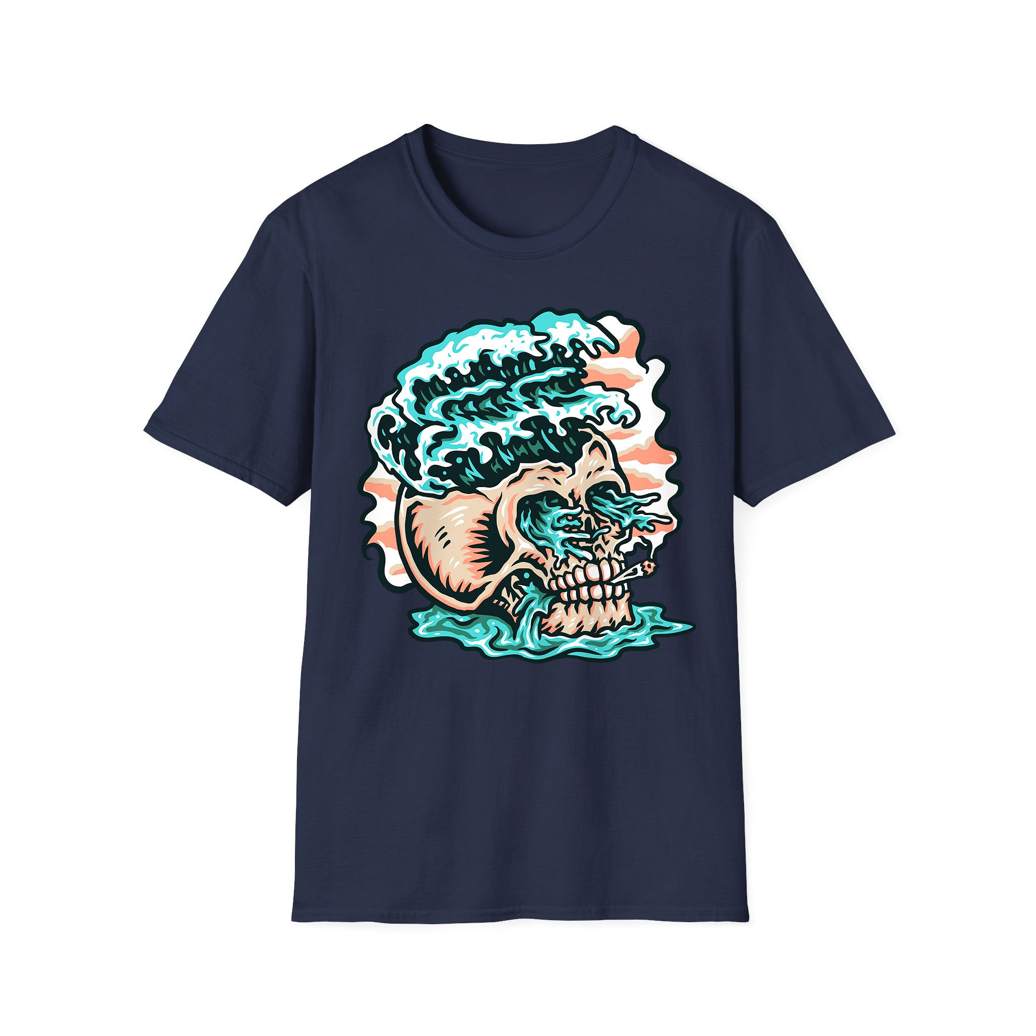 T-shirt d'été unisexe Skull Wave Smoke