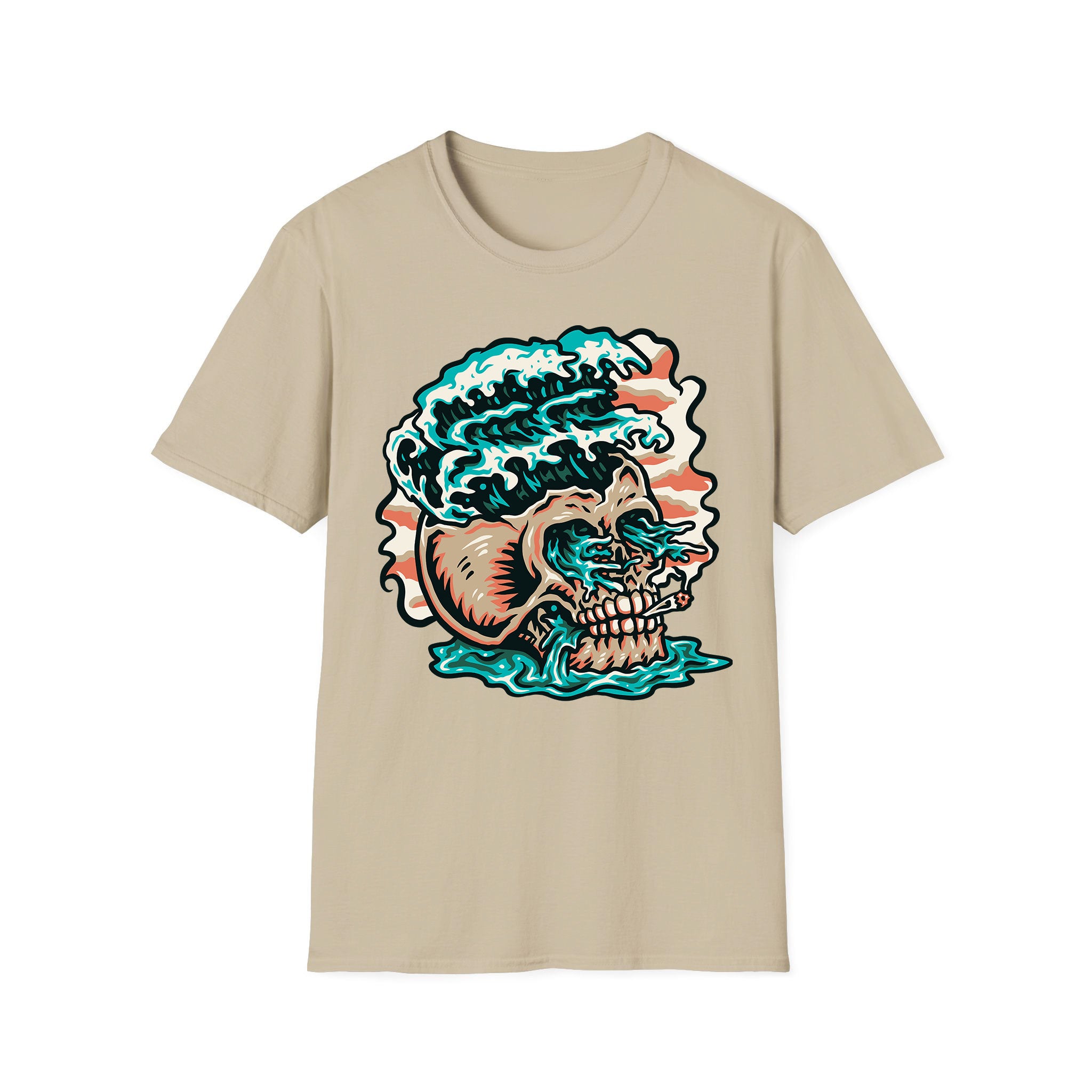 T-shirt d'été unisexe Skull Wave Smoke