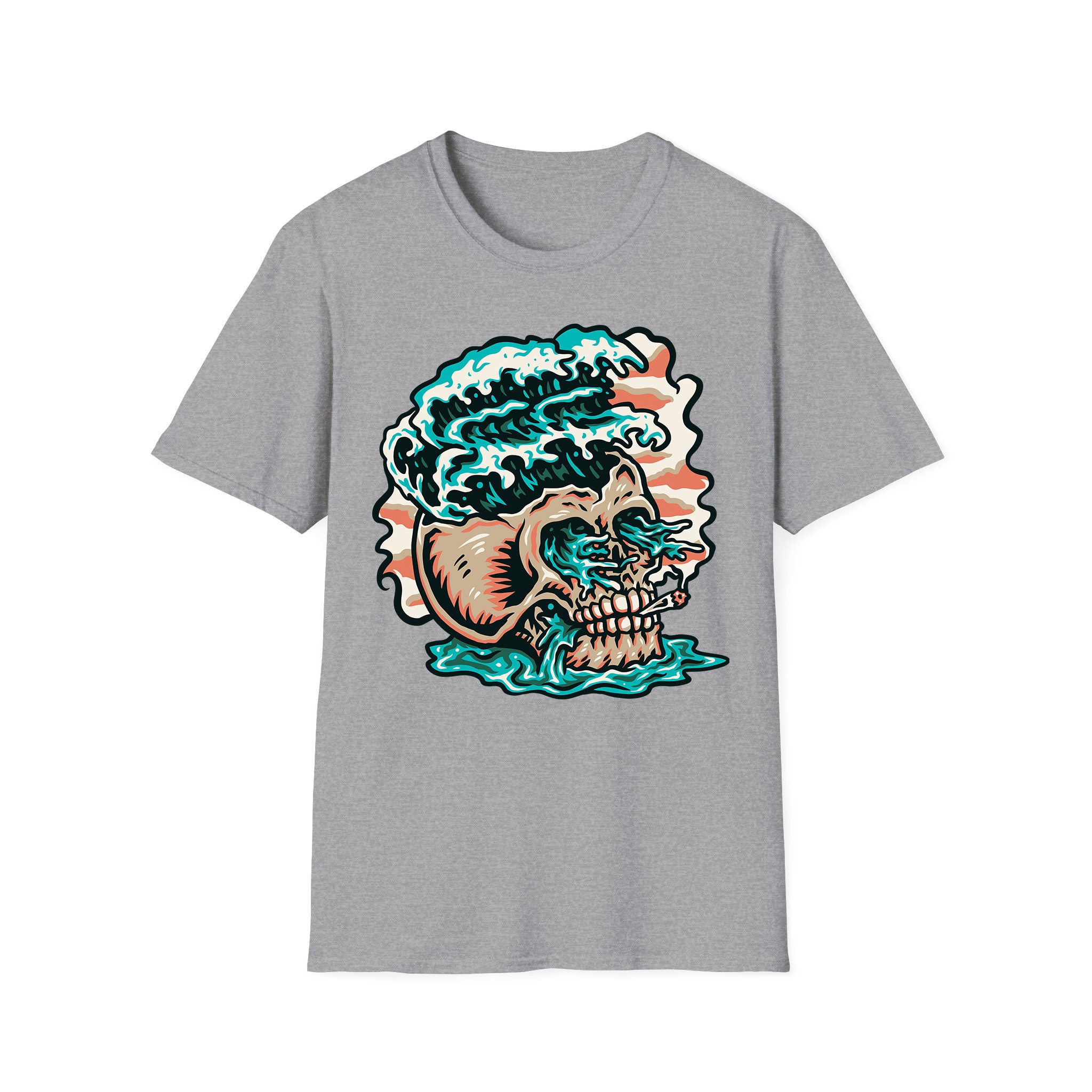 T-shirt d'été unisexe Skull Wave Smoke