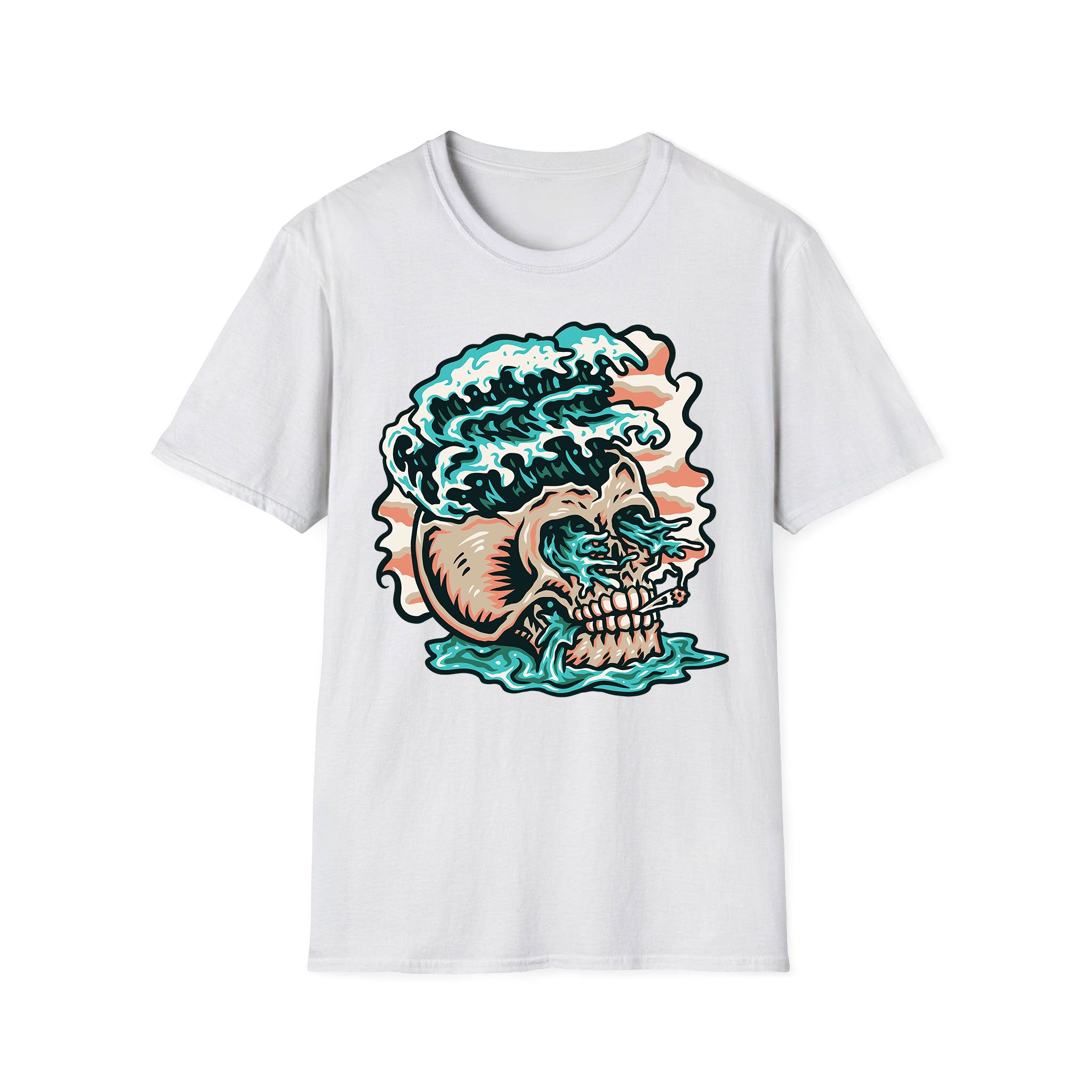 T-shirt d'été unisexe Skull Wave Smoke