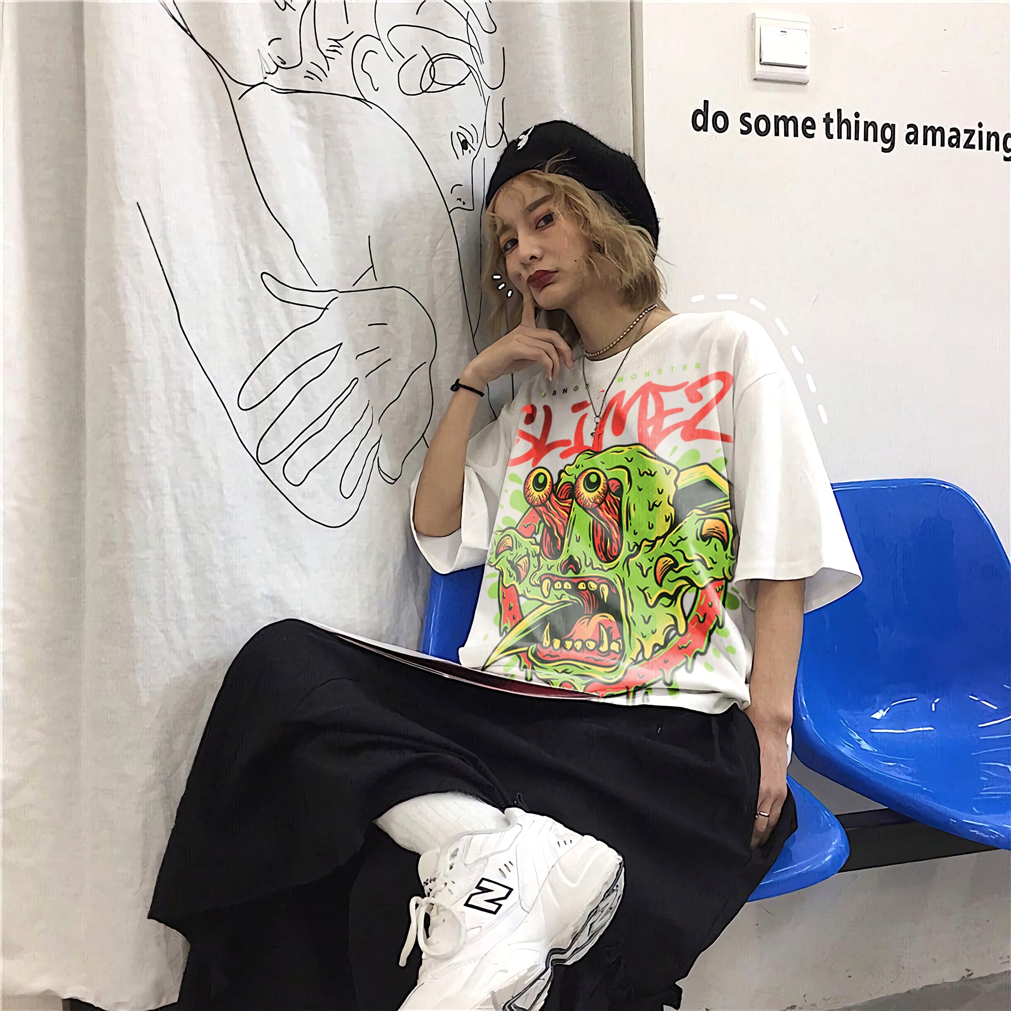 Oversize graphic T-shirt Slimez Monster