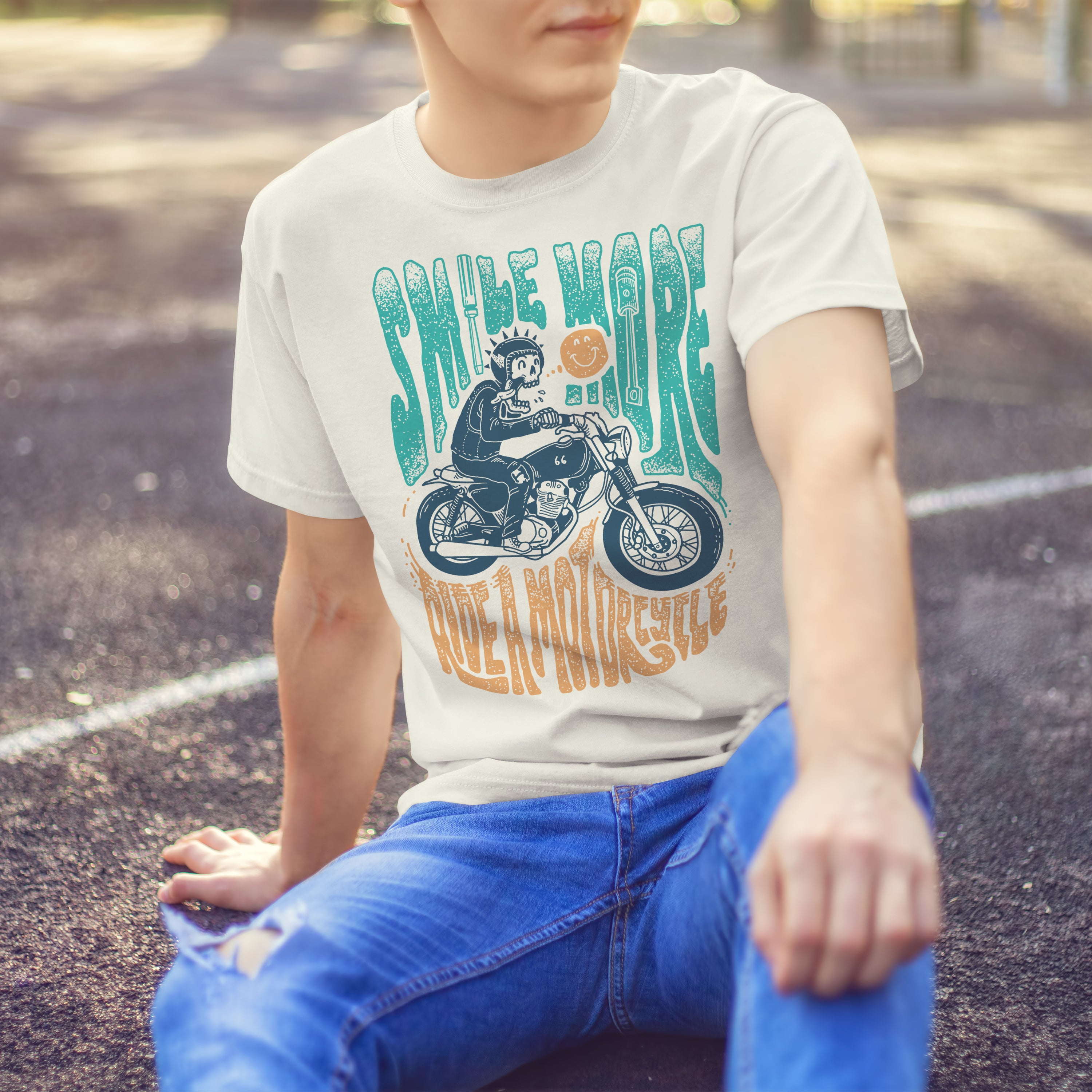 Motorcycle T-shirt Smile More Ride