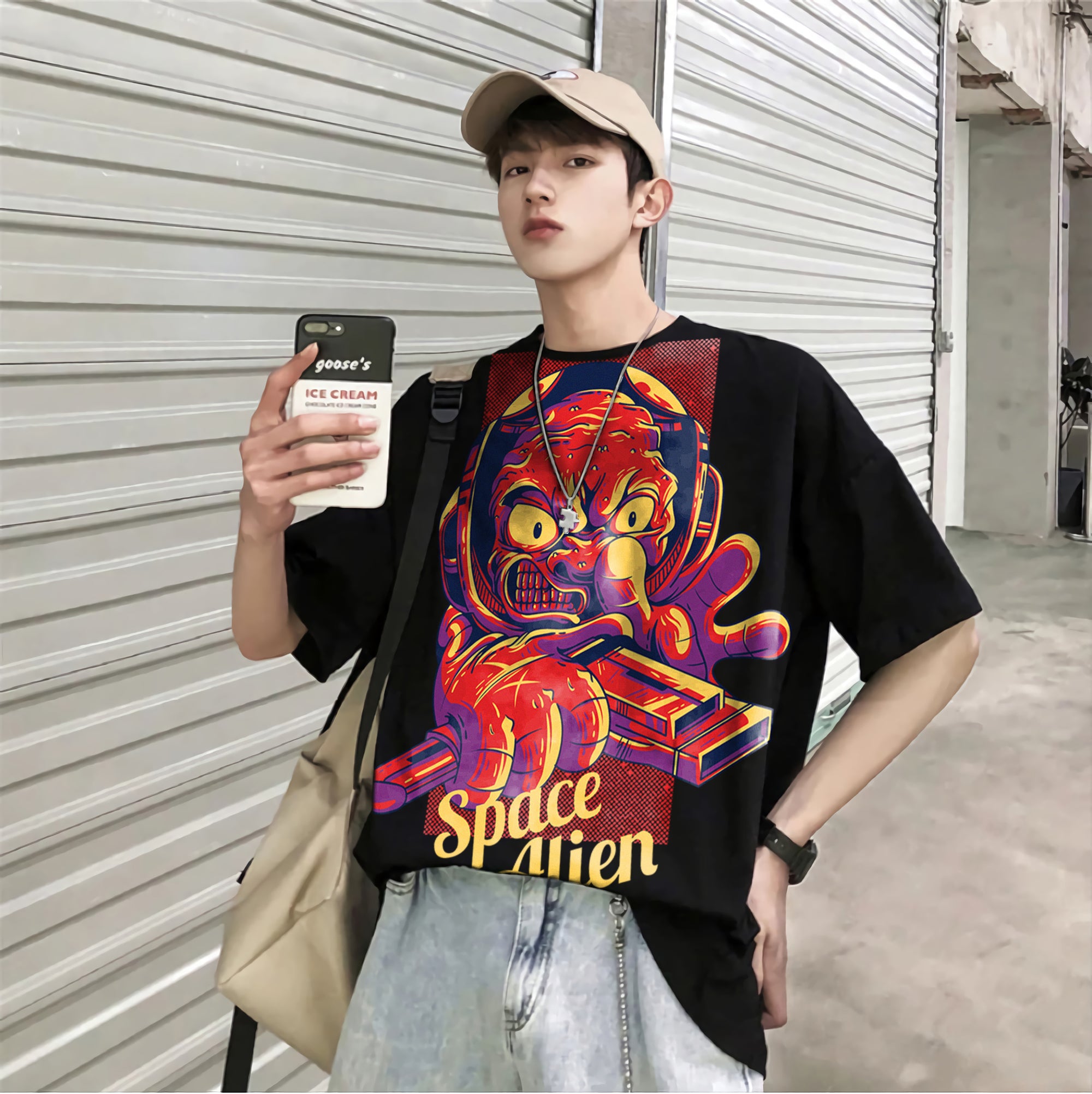 Oversize graphic T-shirt Space Alien