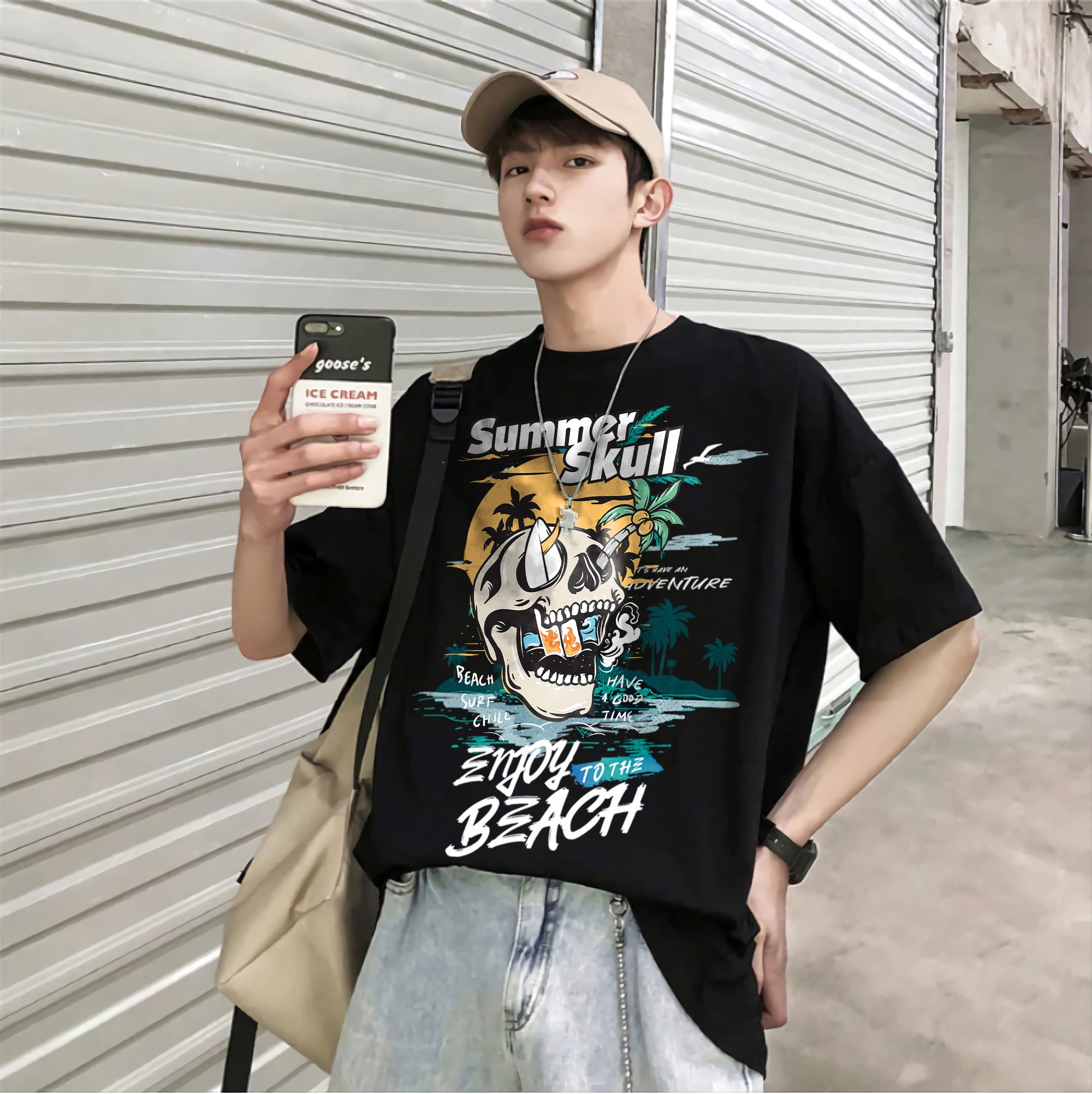 Oversize graphic T-shirt Summer Skull Beach