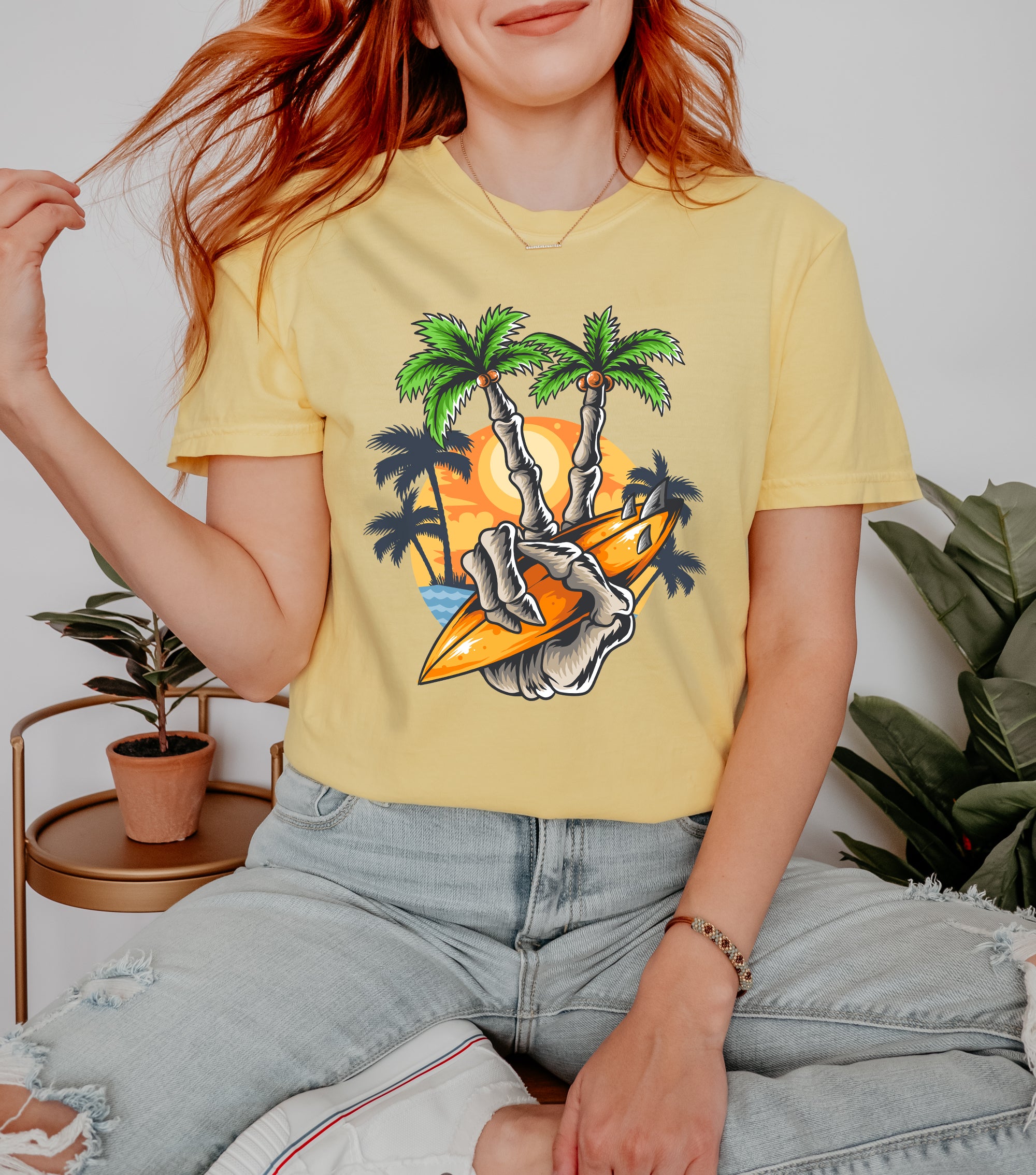 T-shirt unisexe d'été Planche de surf d'été