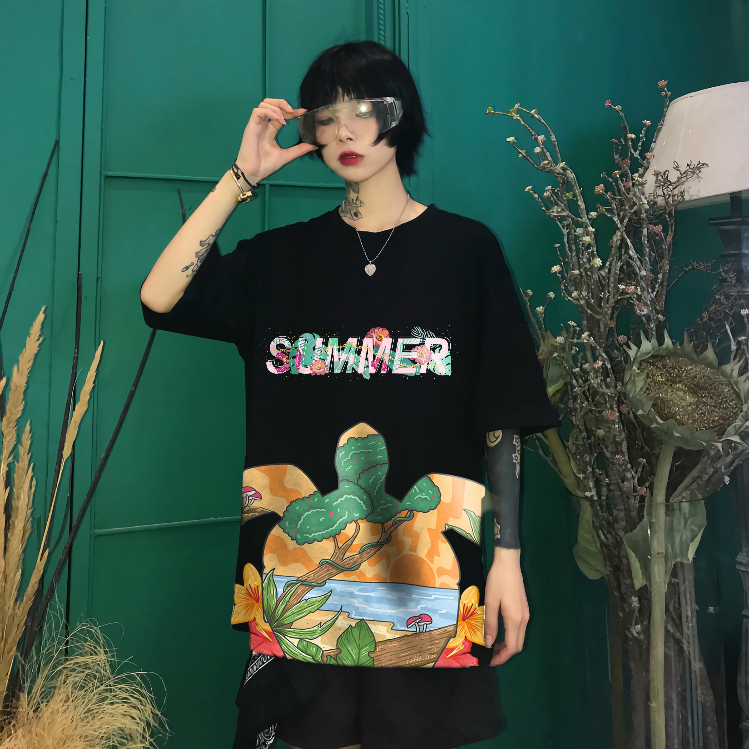 Oversize graphic T-shirt Summer Turtle