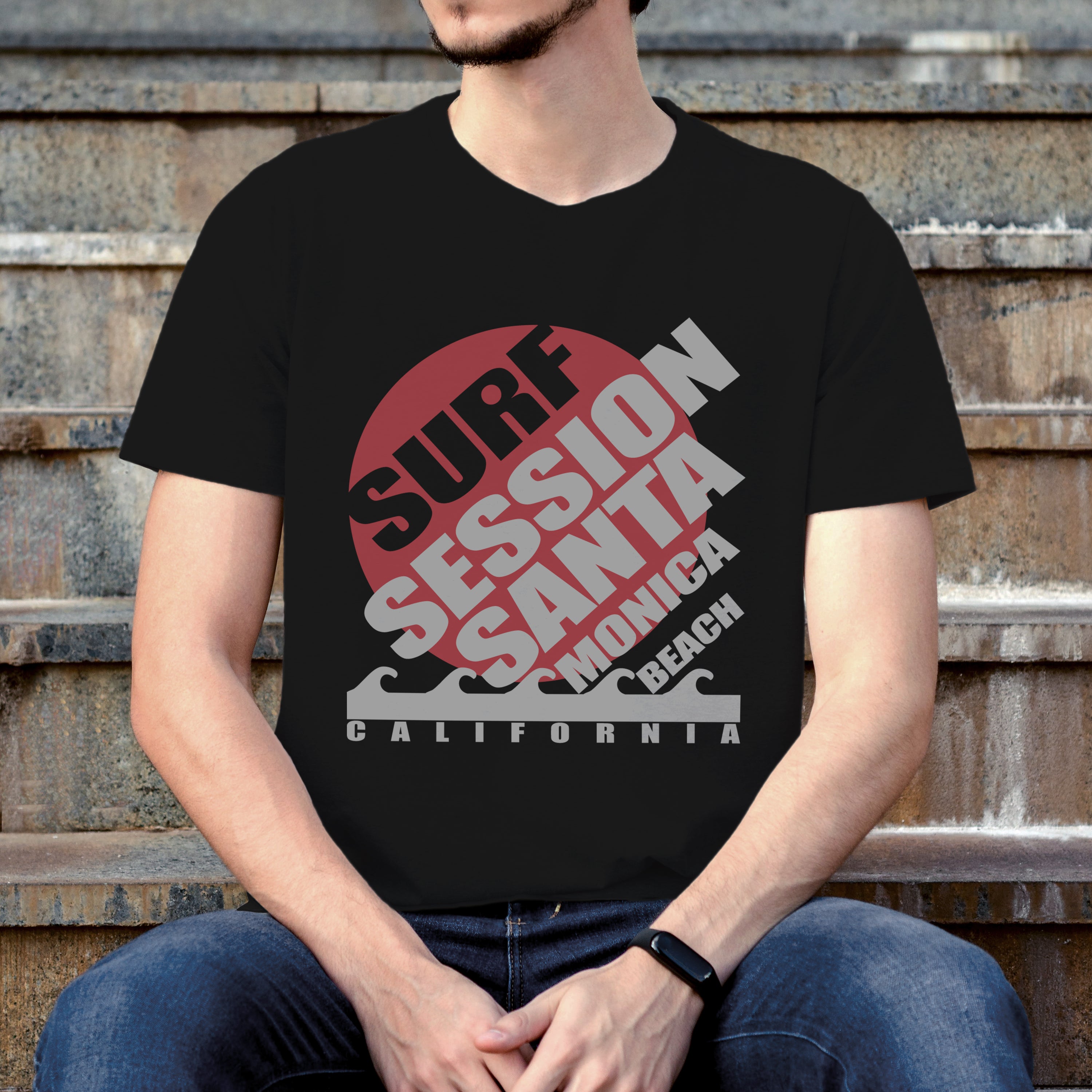 Surfing Unisex Tshirt Surf Session Santa