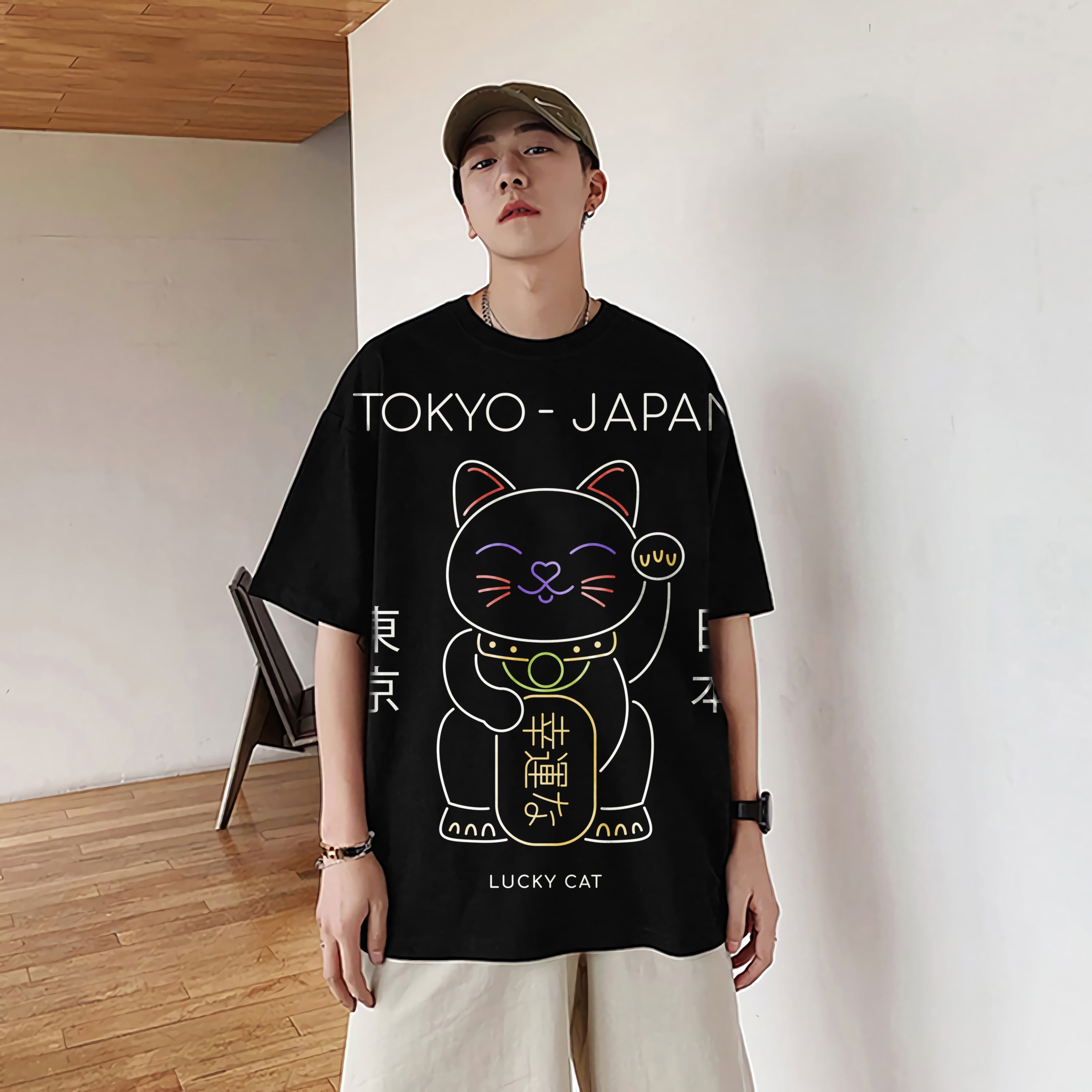 Oversize graphic T-shirt Toky-Japan Lucky Cat